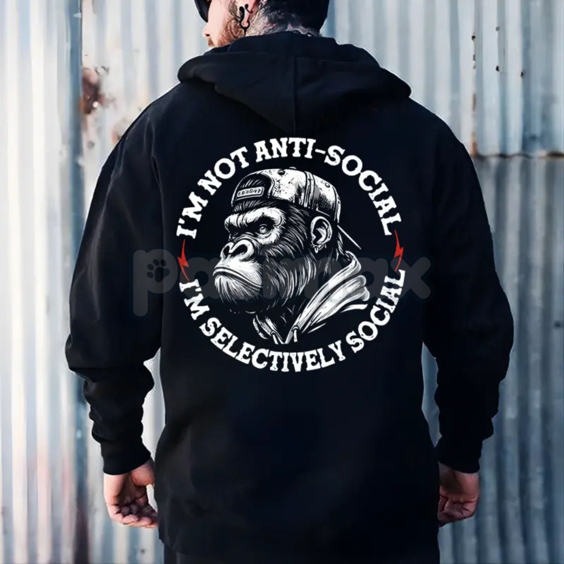 Pasimax "I’m Not Anti-Social I’m Selectively Social" Printed Men's Hoodie – Introvert Statement Pullover, Funny Slogan Appare