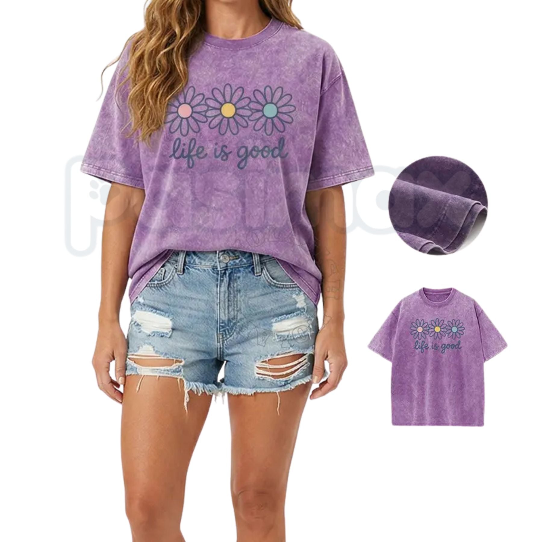 Holafish Acid Wash Cotton T-Shirt – Premium Vintage Distressed Tee, Lightweight Urban Streetwear Top