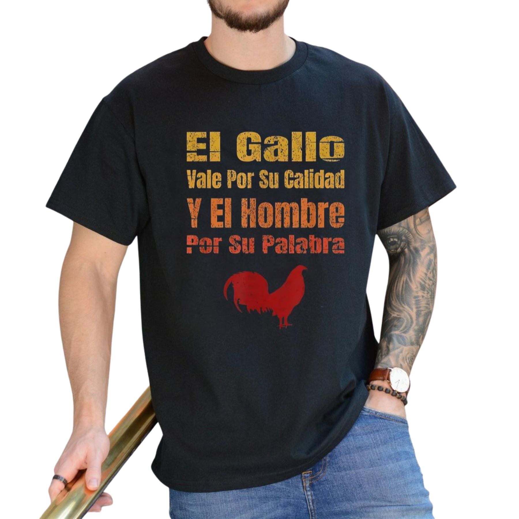Pasimax Men’s Rooster Graphic Tee — detail close-up