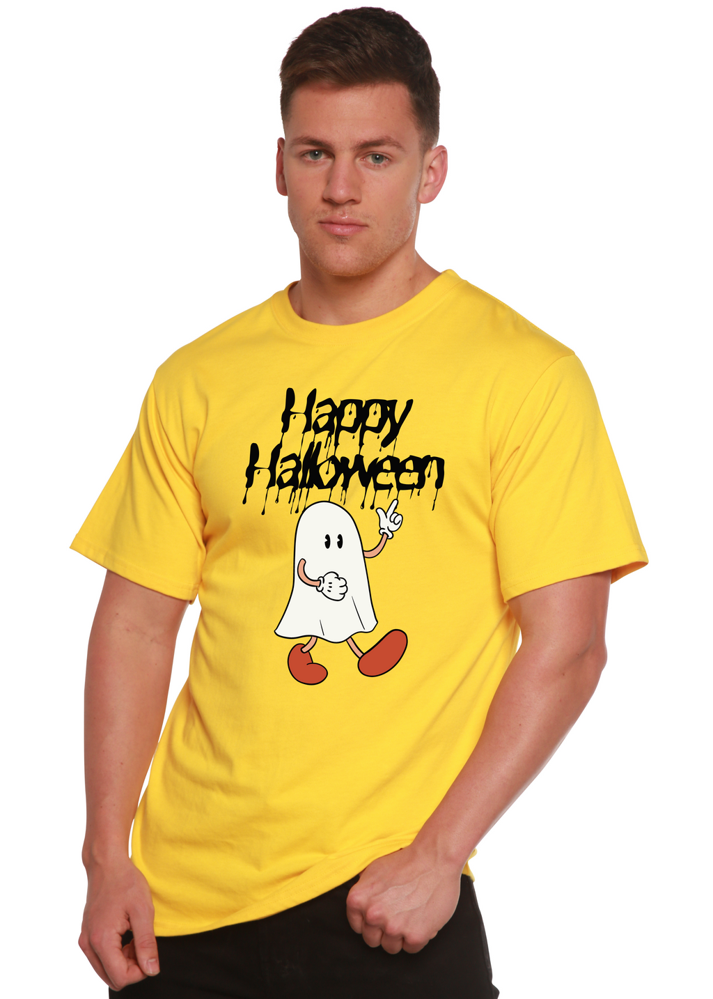 Spun Bamboo Happy Halloween Men's Bamboo Viscose/Organic Cotton Short Sleeve Graphic T-Shirt — main product shot