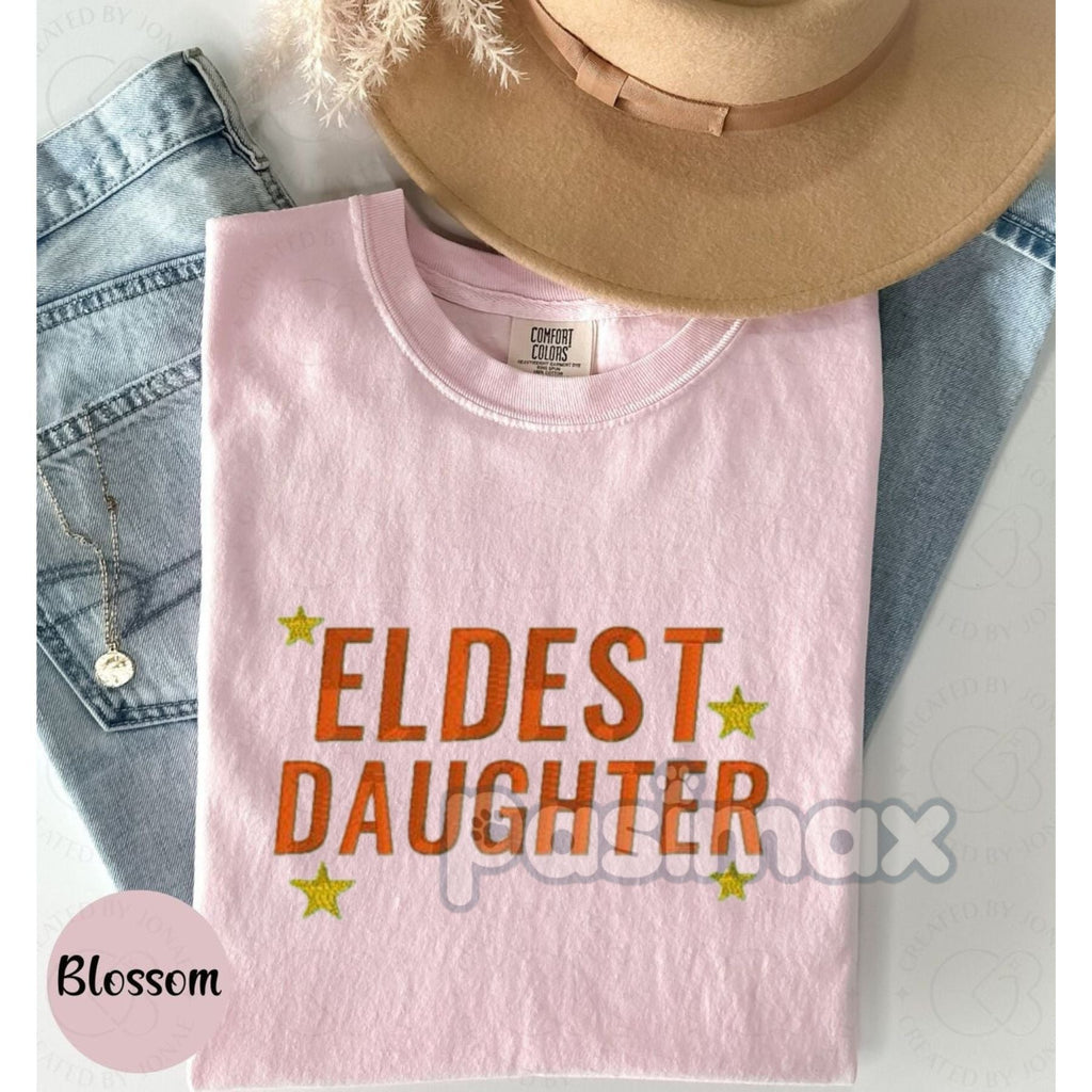 Pasimax Eldest Daughter Embroidered Comfort Colors T-Shirt — lifestyle context