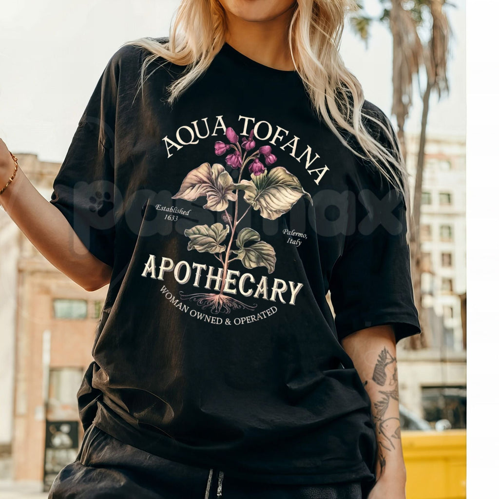 Aqua Tofana Funny Feminist T-Shirt – Vintage Apothecary Giulia Toffana Graphic Tee, Premium 100% Cotton Historical True Crime Top, Soft Lived-In Heavyweight Sarcastic Feminist Shirt, Made in USA
