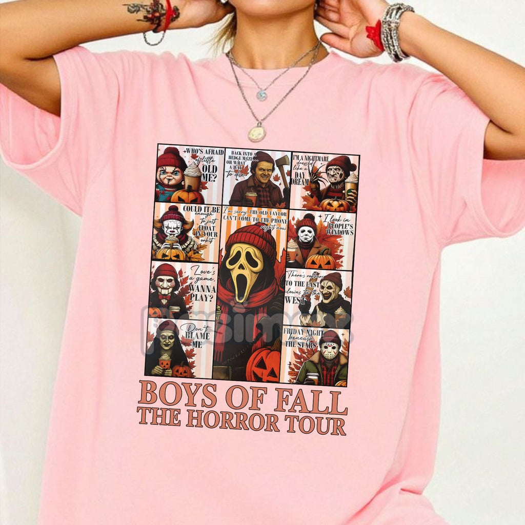 Pasimax Fall Horror Characters Killers T-Shirt — lifestyle context