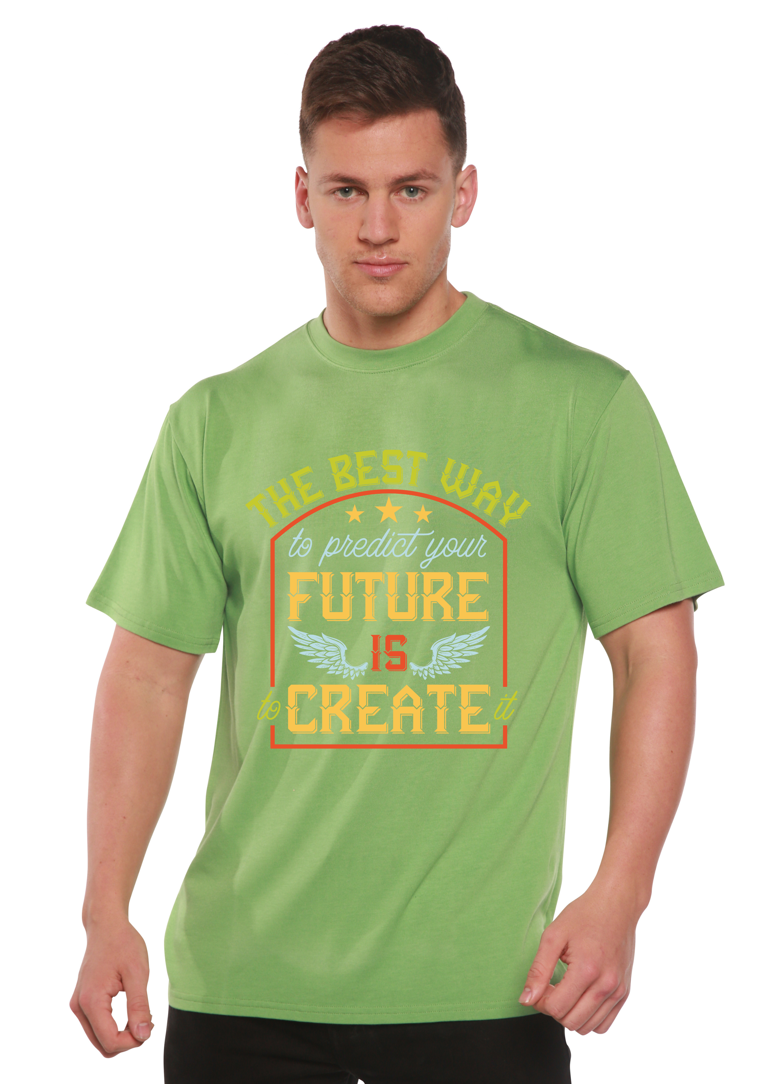 Spun Bamboo Feture is Create Spun Bamboo® Men's Bamboo Viscose/Organic Cotton Short Sleeve Graphic T-Shirt — side view