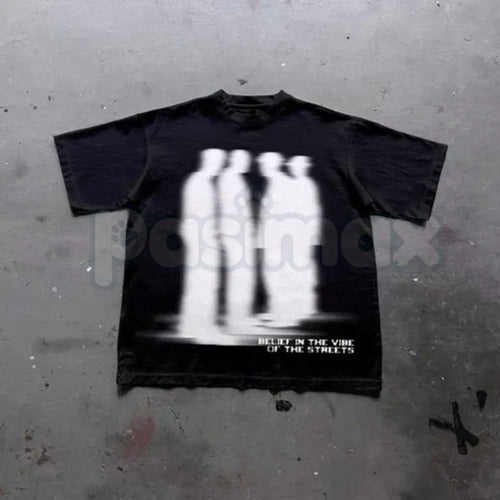 "Virtual Shadow" Street Atmosphere Graphic T-Shirt – Urban Shadow Character Streetwear Tee, Premium 100% Cotton High-Concept Cyber Top, Soft Lived-In Heavyweight Noir Aesthetic Shirt, Made in USA
