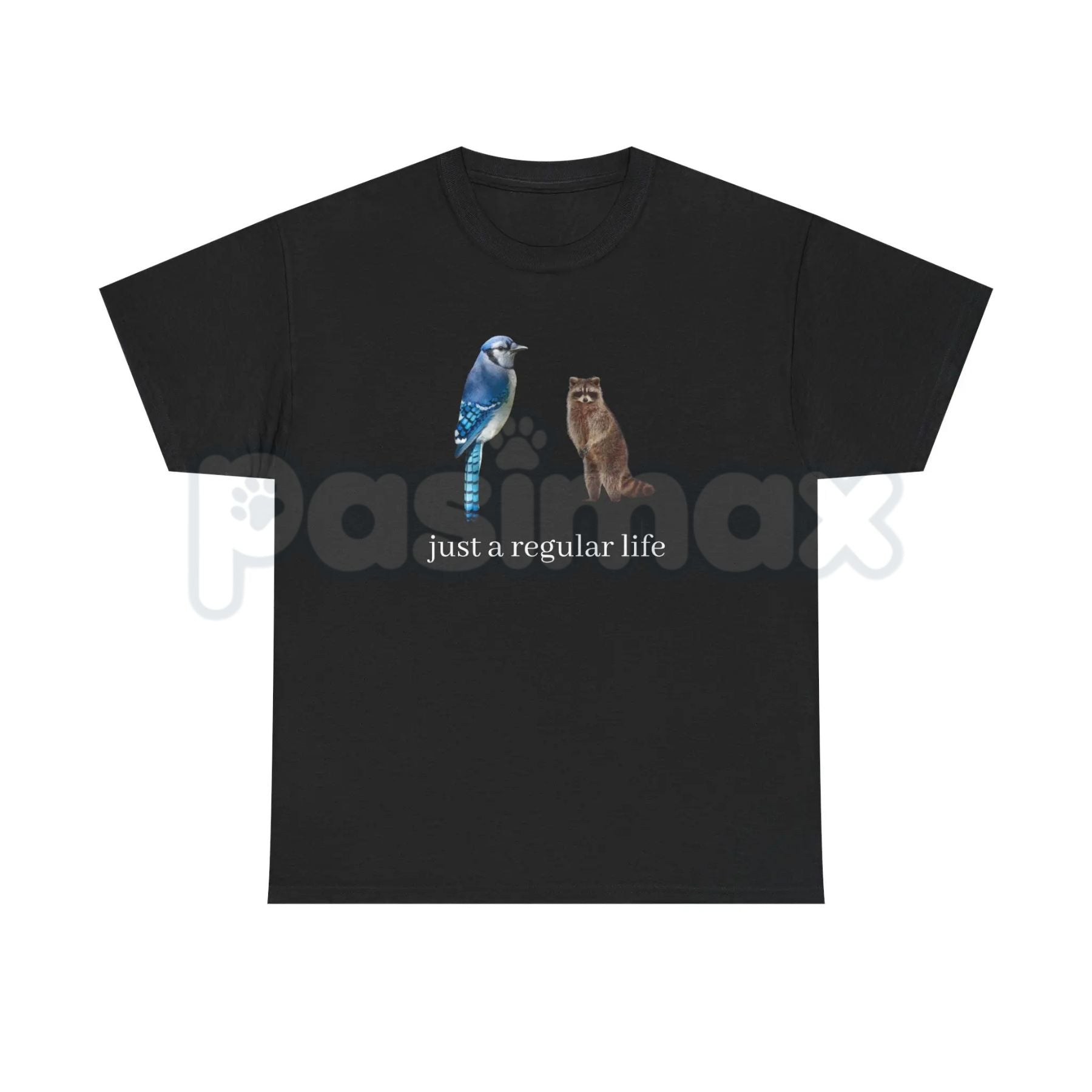 Blue Jay and Raccoon "Just a Regular Life" T-Shirt – Retro 2010s Cartoon Graphic Tee, Premium 100% Cotton Slacker Humor Top, Soft Lived-In Heavyweight Nostalgia Pop Culture Shirt, Made in USA