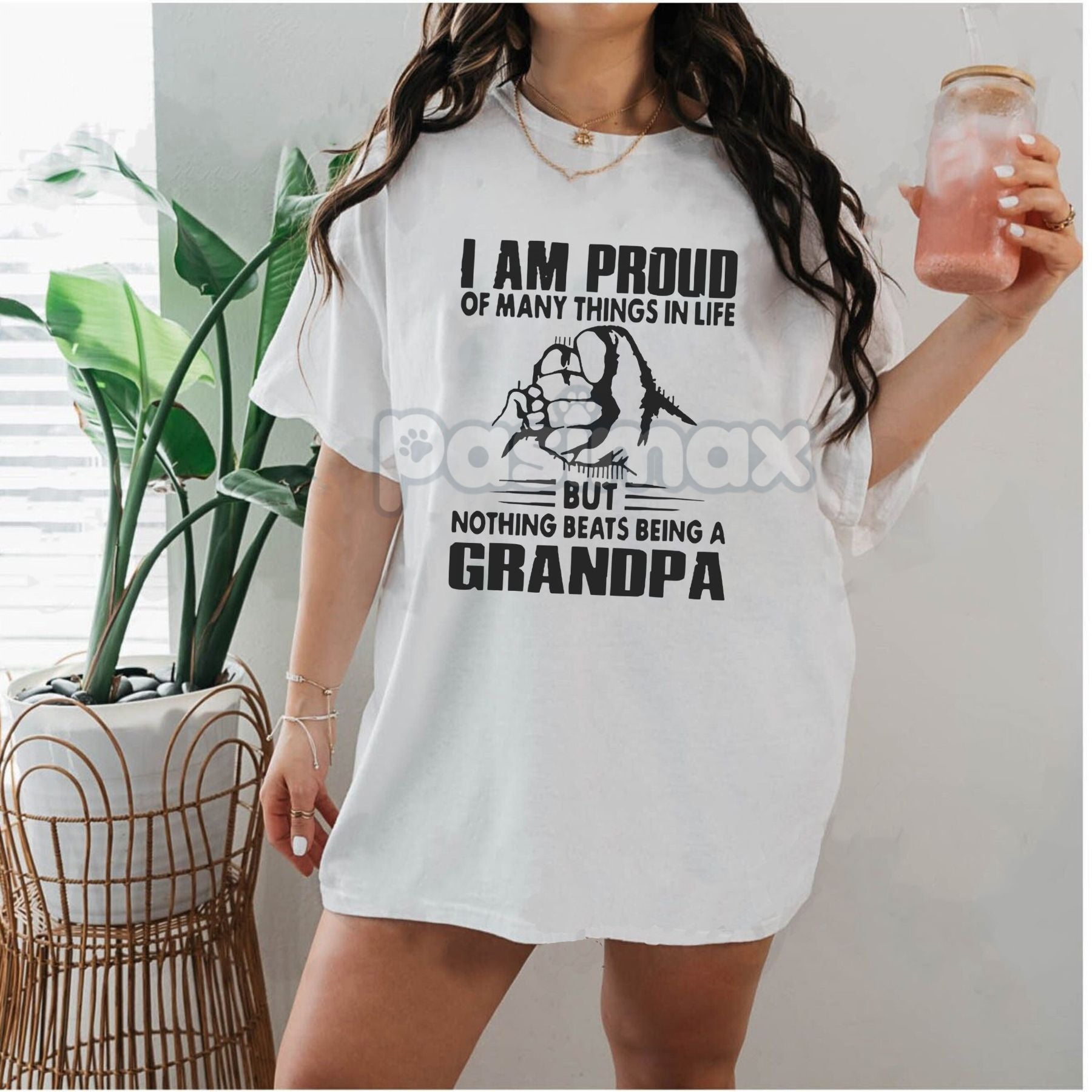 Pasimax "Proud of Many Things" Grandpa T-Shirt — detail close-up