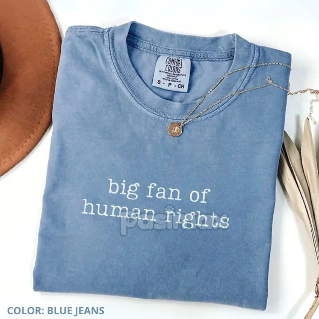 Pasimax Comfort Colors® 'Big Fan of Human Rights' T-Shirt — detail close-up
