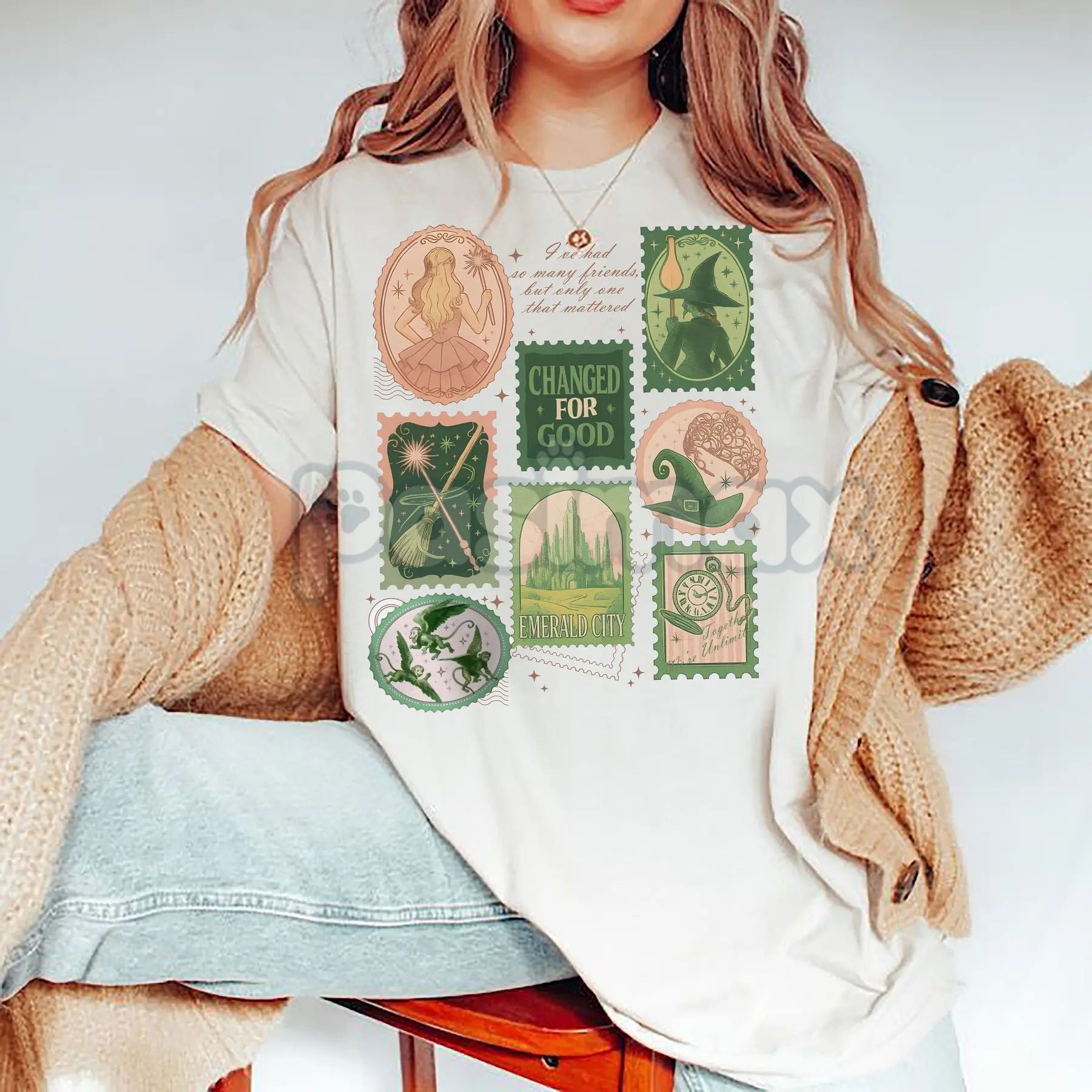 Pasimax Wicked "Changed For Good" T-Shirt - Defy Gravity Broomstick Tee, Musical Fan Graphic Shirt — detail close-up