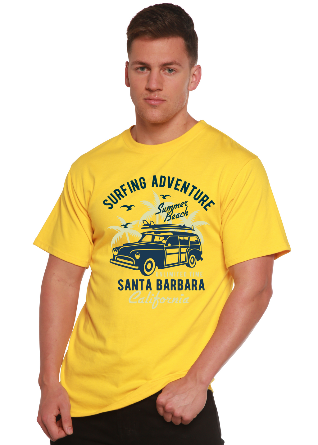 Spun Bamboo Surfing Adventure Spun Bamboo® Men's Bamboo Viscose/Organic Cotton Short Sleeve Graphic T-Shirt — side view