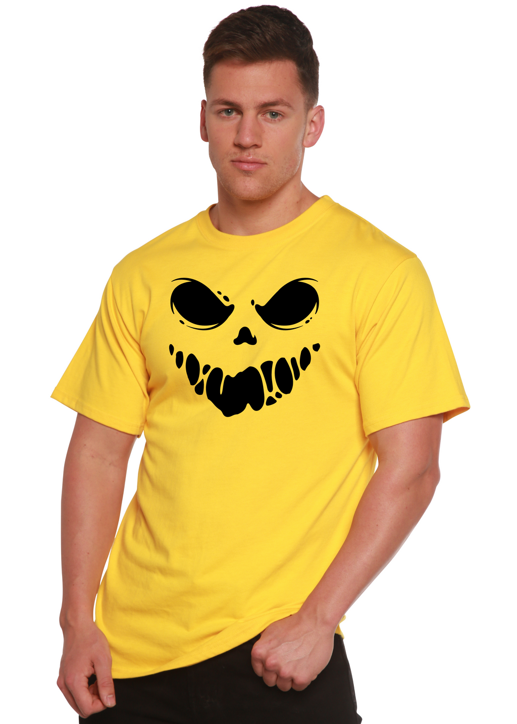 Spun Bamboo Halloween Boo Men's Bamboo Viscose/Organic Cotton Short Sleeve Graphic T-Shirt — lifestyle context