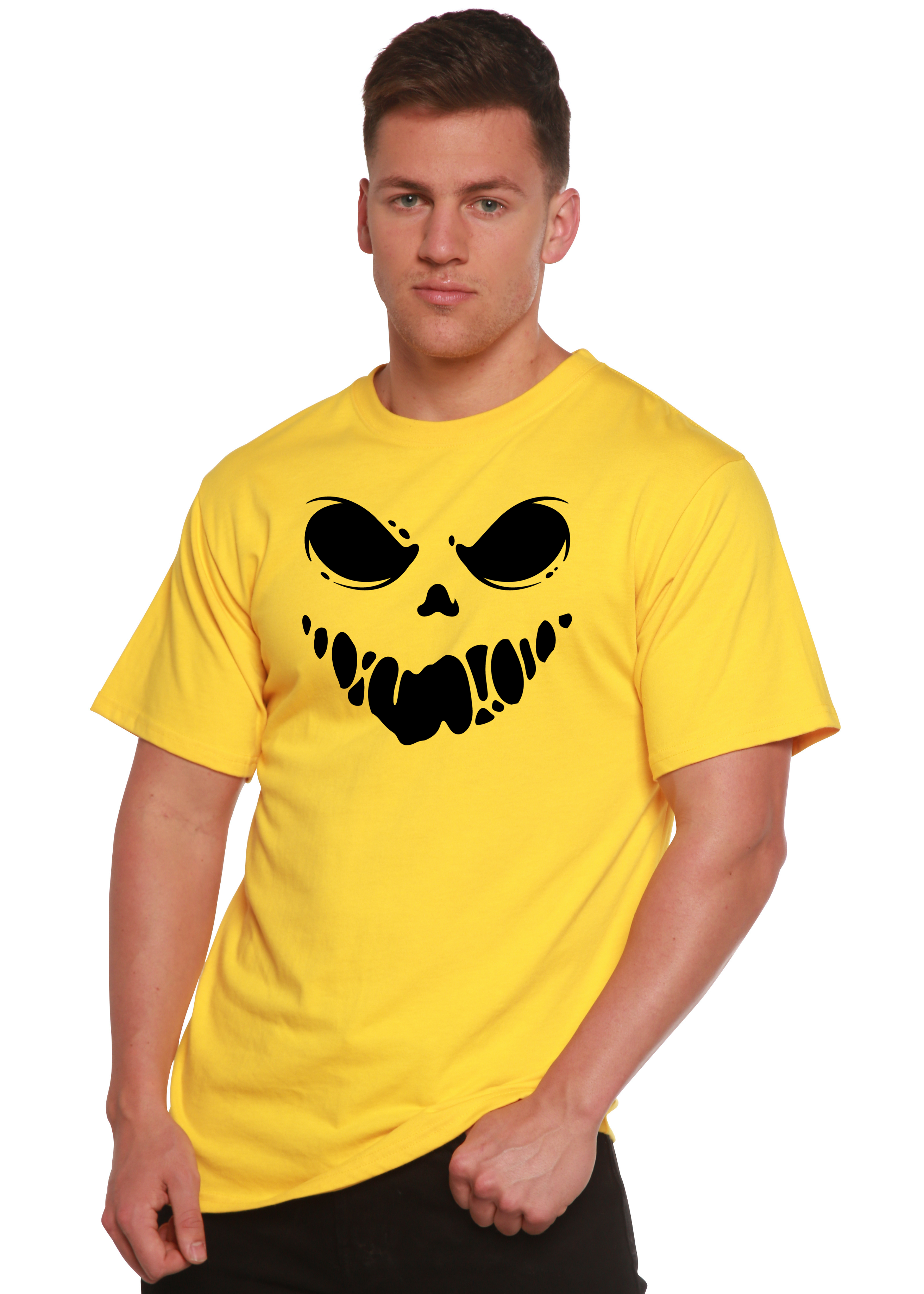 Spun Bamboo Halloween Boo Men's Bamboo Viscose/Organic Cotton Short Sleeve Graphic T-Shirt — lifestyle context