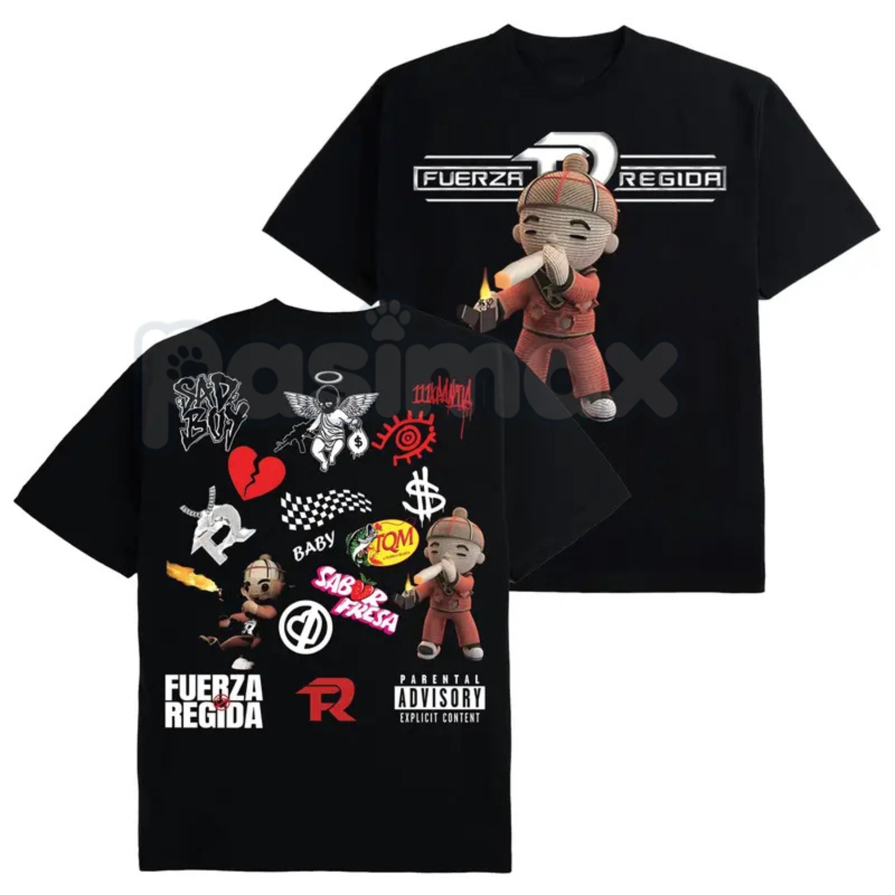 Pasimax Vintage Fuerza Regida All Top Song Album #178 – Retro Graphic T-Shirt, Sweatshirt & Hoodie — detail close-up