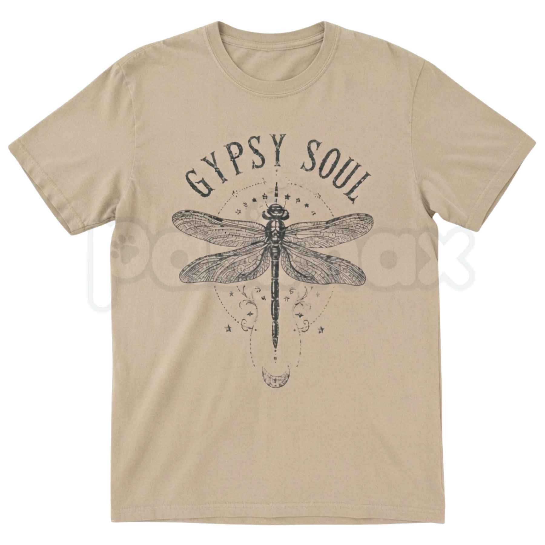 Boho Dragonfly Shirt Women Gypsy Soul Graphic Tee – Whimsical Botanical Meadow T-Shirt, Cottagecore Wanderlust Aesthetic Unisex Floral Top