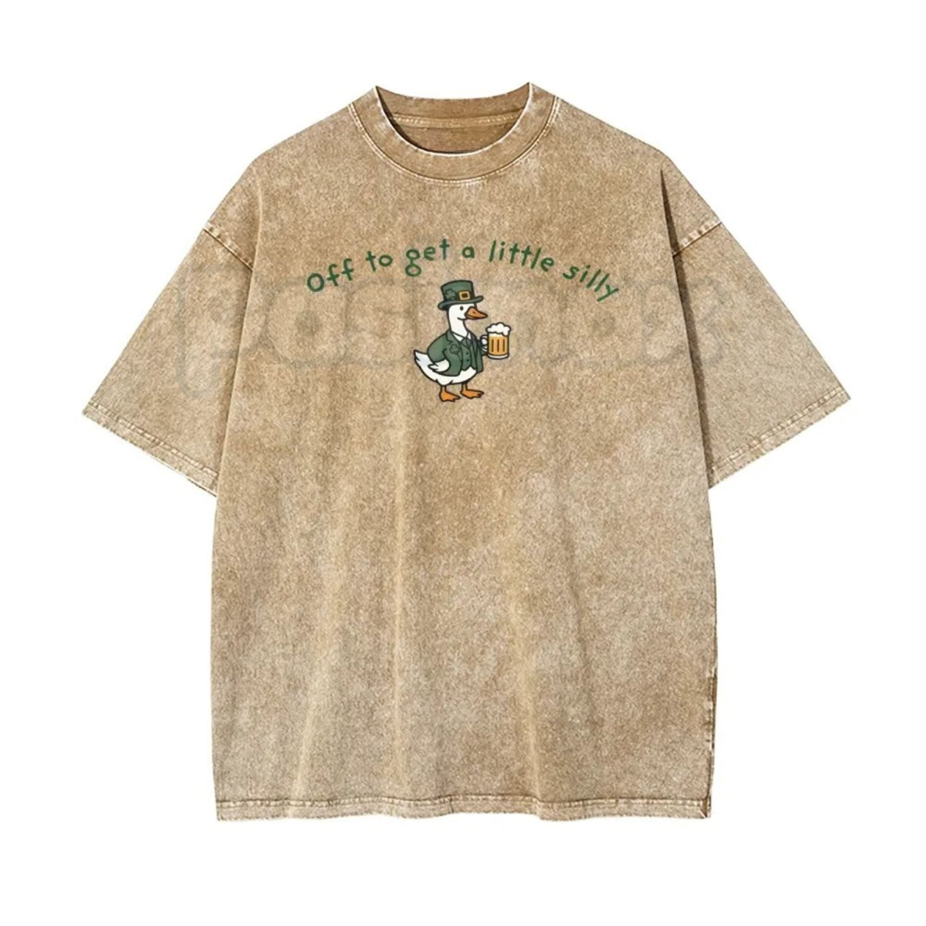 Pasimax Off To Get A Little Silly Vintage Washed T-Shirt – St. Patrick’s Day Shamrock Graphic Tee — detail close-up