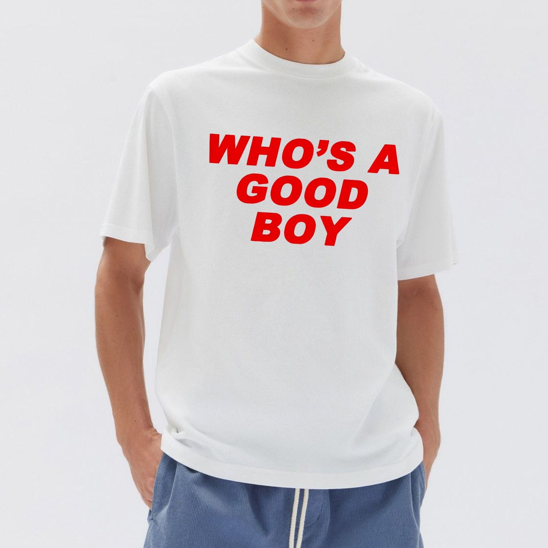 Pasimax "Who's A Good Boy" Nostalgic T-Shirt — detail close-up