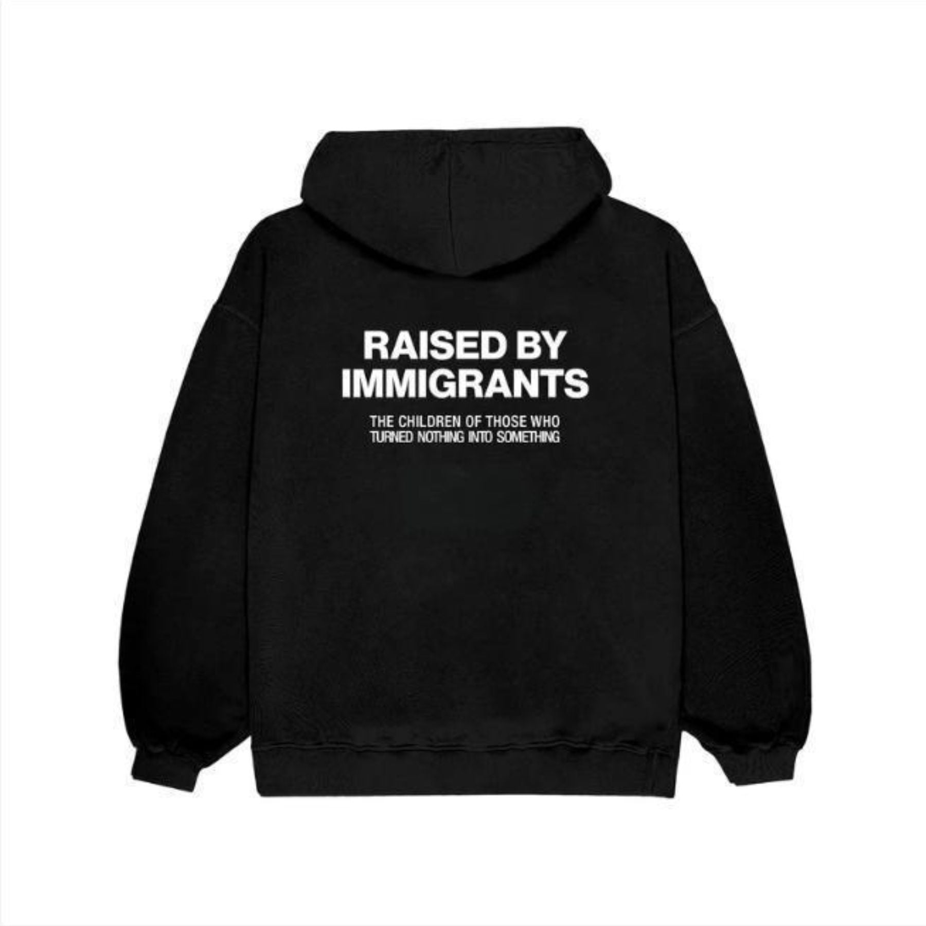 Pasimax Raised By Immigrants Hoodie — detail close-up