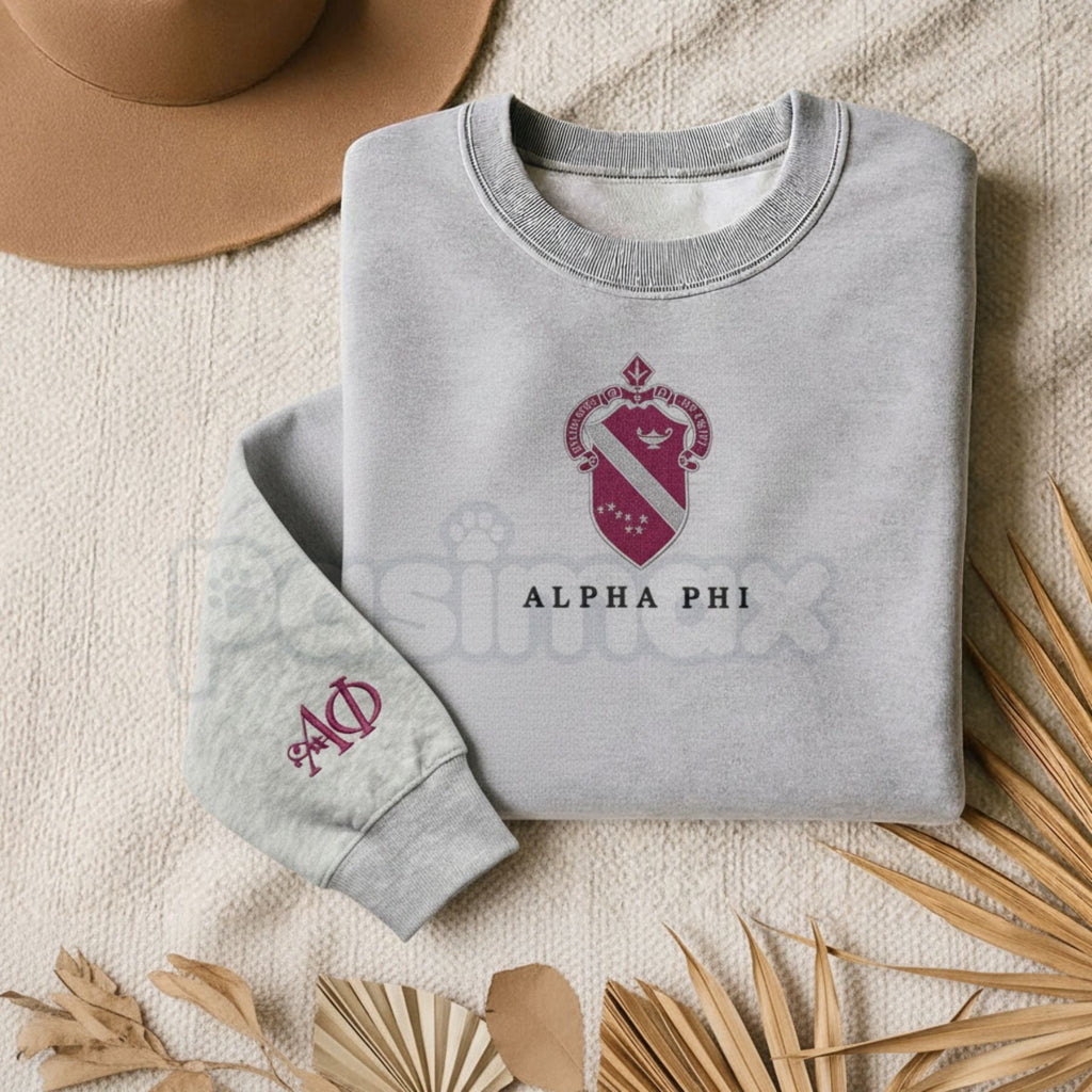 Pasimax Custom Embroidered Sorority Sweatshirt – Classic Greek Letter Crewneck — lifestyle context