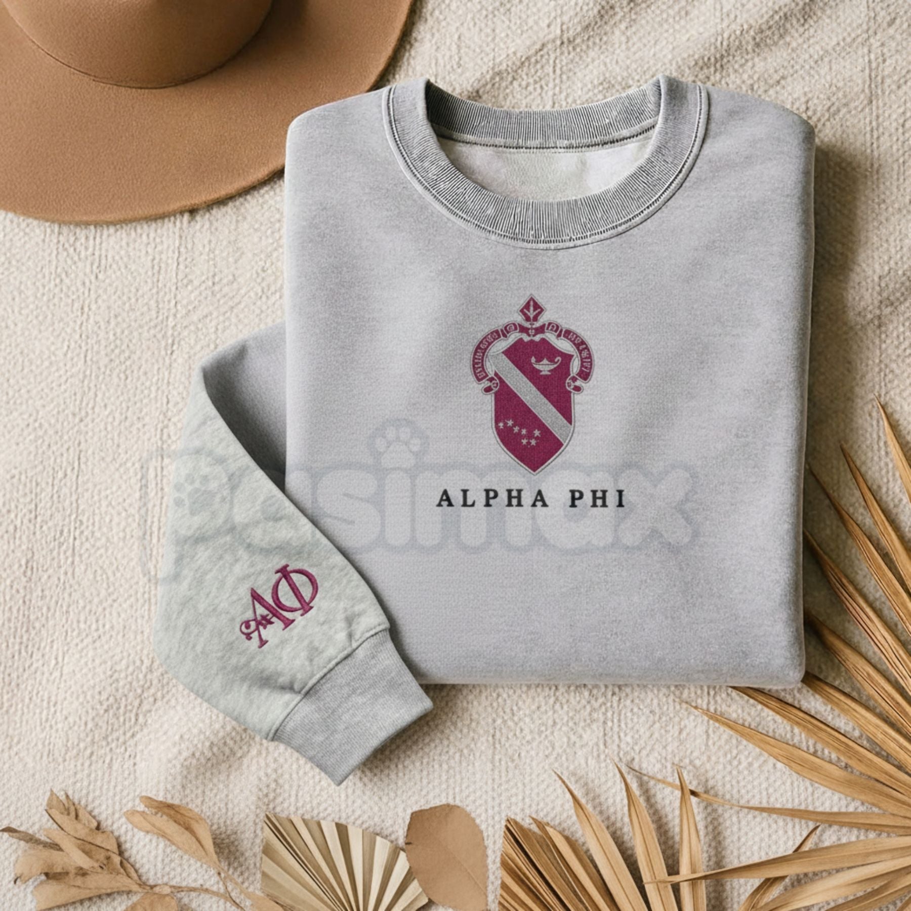 Pasimax Custom Embroidered Sorority Sweatshirt – Classic Greek Letter Crewneck — lifestyle context
