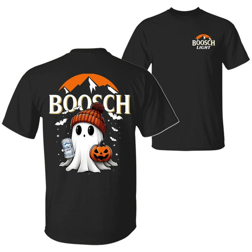 Boosch Light Halloween Tee - Spooky Ghost & Pumpkin 2-Sided Shirt, Funny Beer Parody