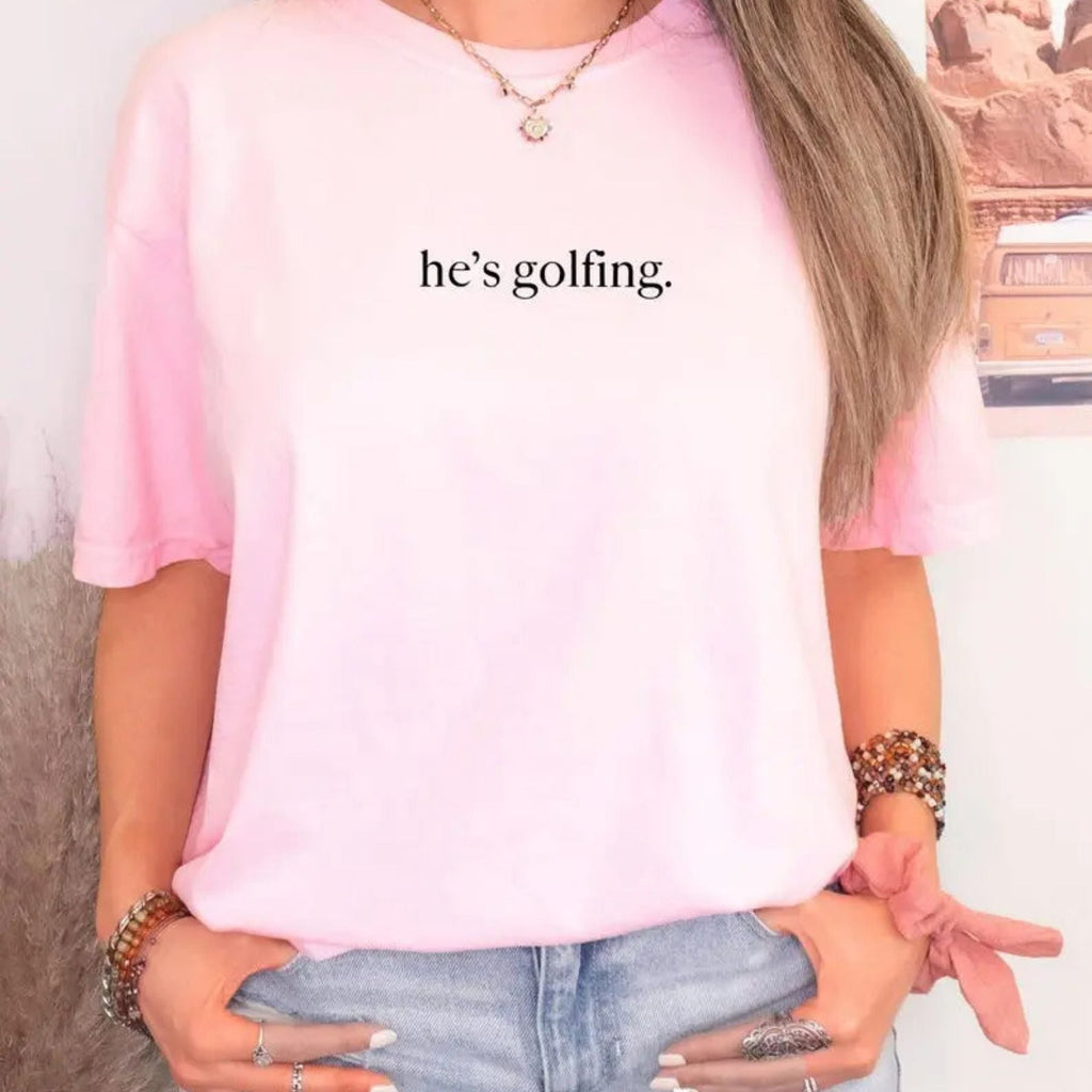 Pasimax Comfort Colors "He's Golfing" Shirt — detail close-up