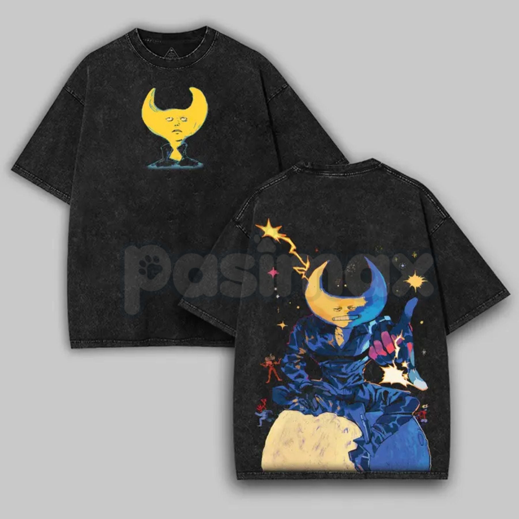 Pasimax Hylics Game Oversize Acid Wash T-Shirt – Surreal Indie RPG Graphic Tee, Heavy Cotton — detail close-up