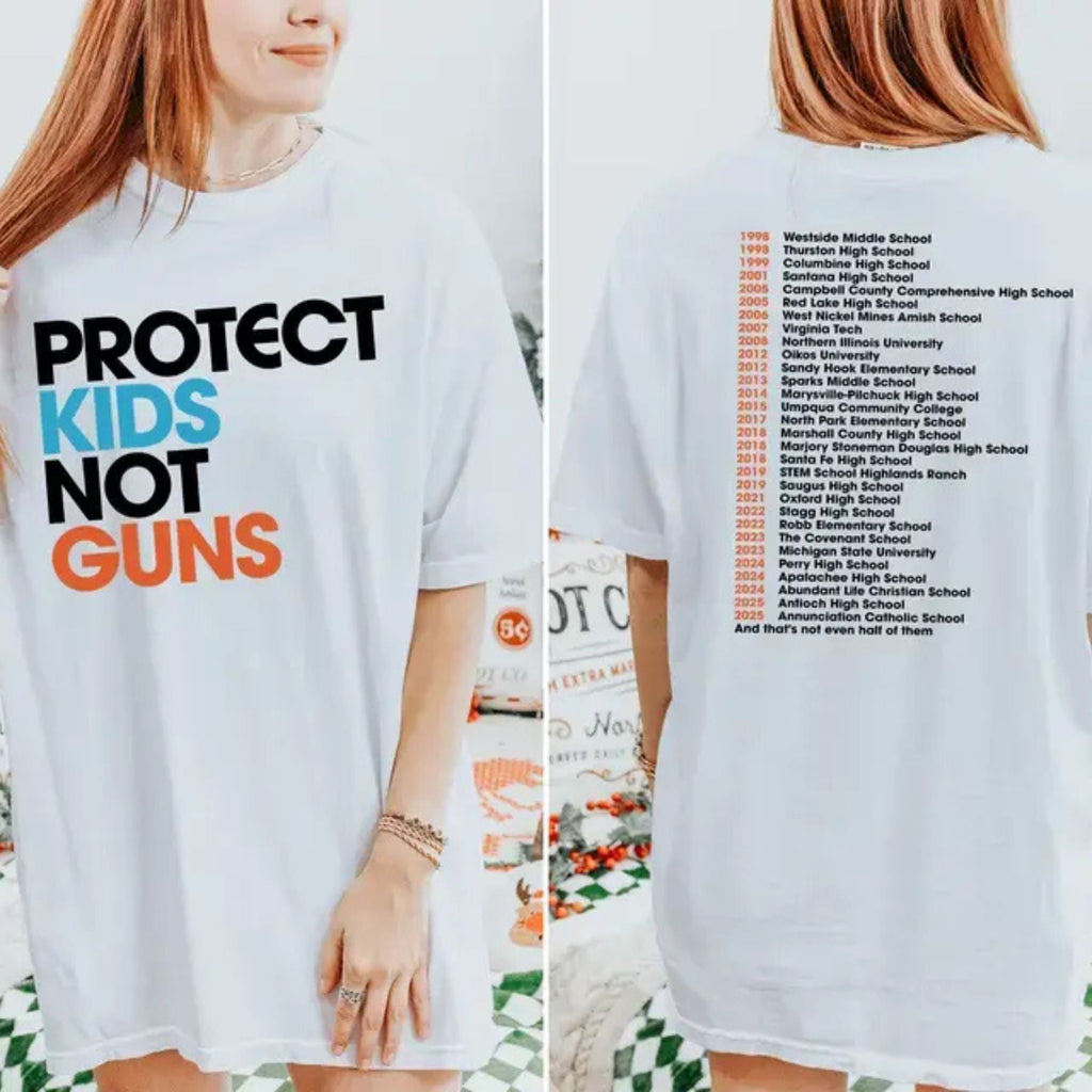 Pasimax "Protect Kids Not Guns" T-Shirt — lifestyle context