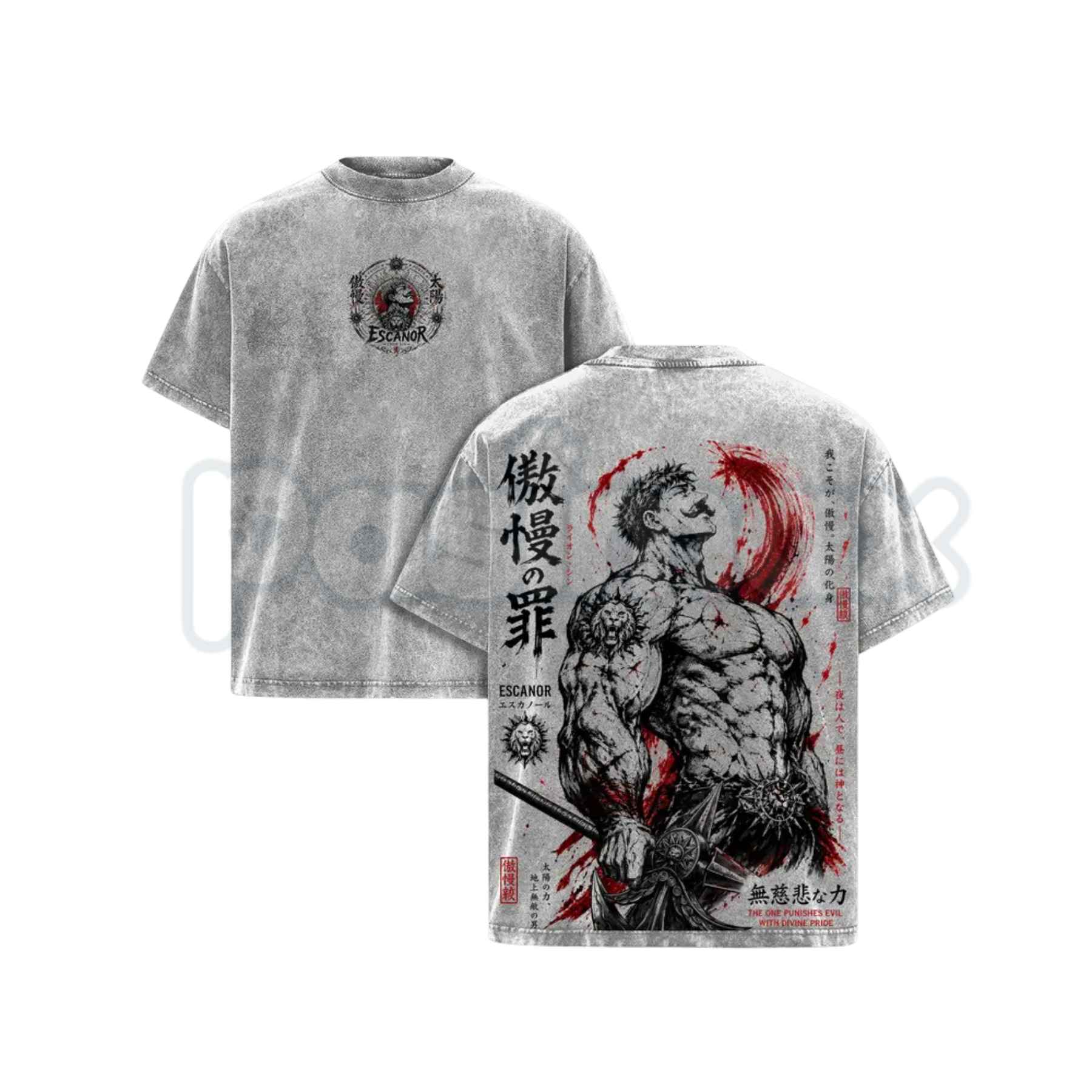 Escanor Seven Deadly Sins T-Shirt – Retro Anime Lion's Sin of Pride Graphic Tee, Vintage Washed Lightweight Cotton Unisex Streetwear Top