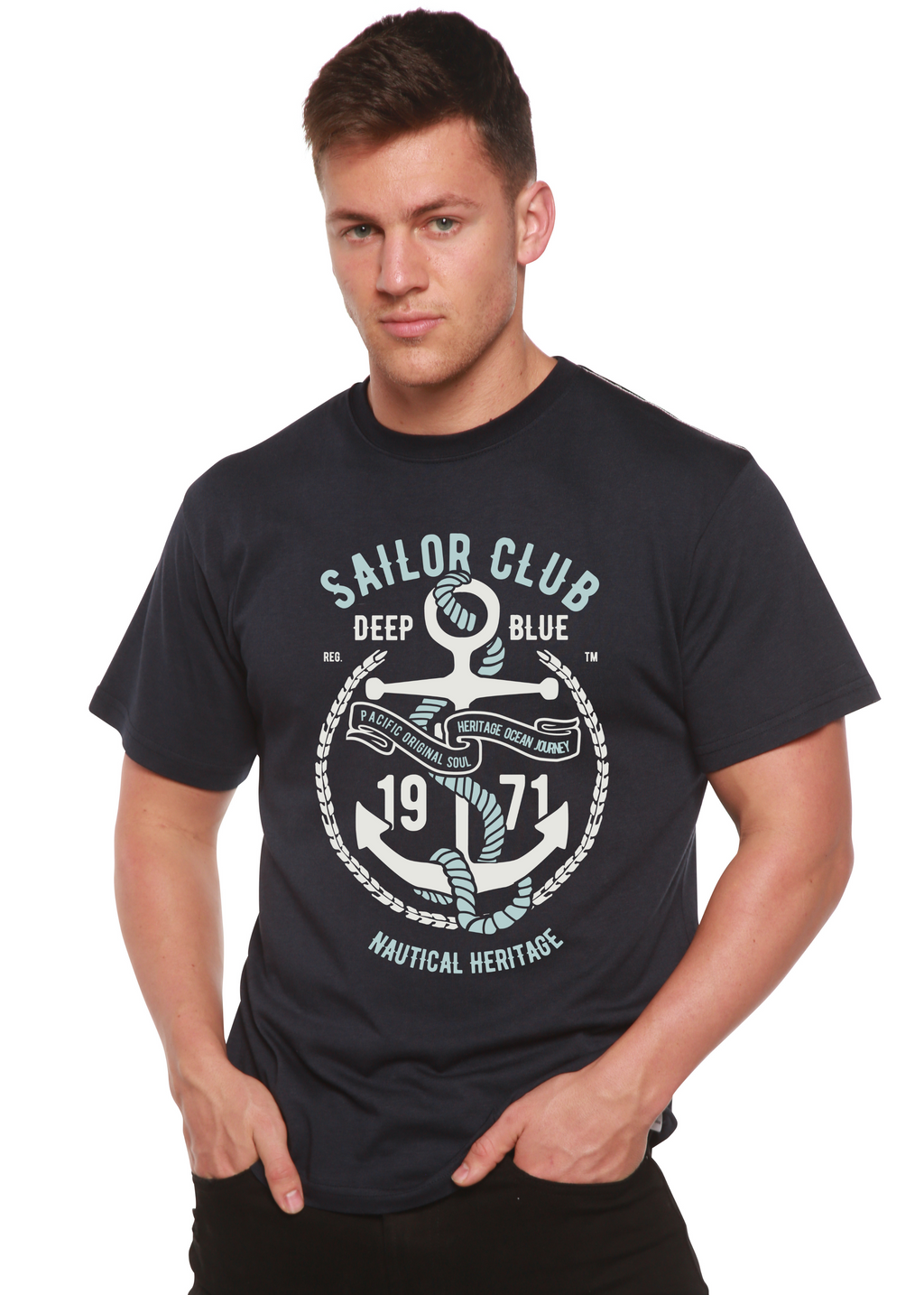 Spun Bamboo Sailor Club Spun Bamboo® Men's Bamboo Viscose/Organic Cotton Short Sleeve Graphic T-Shirt — alternative angle