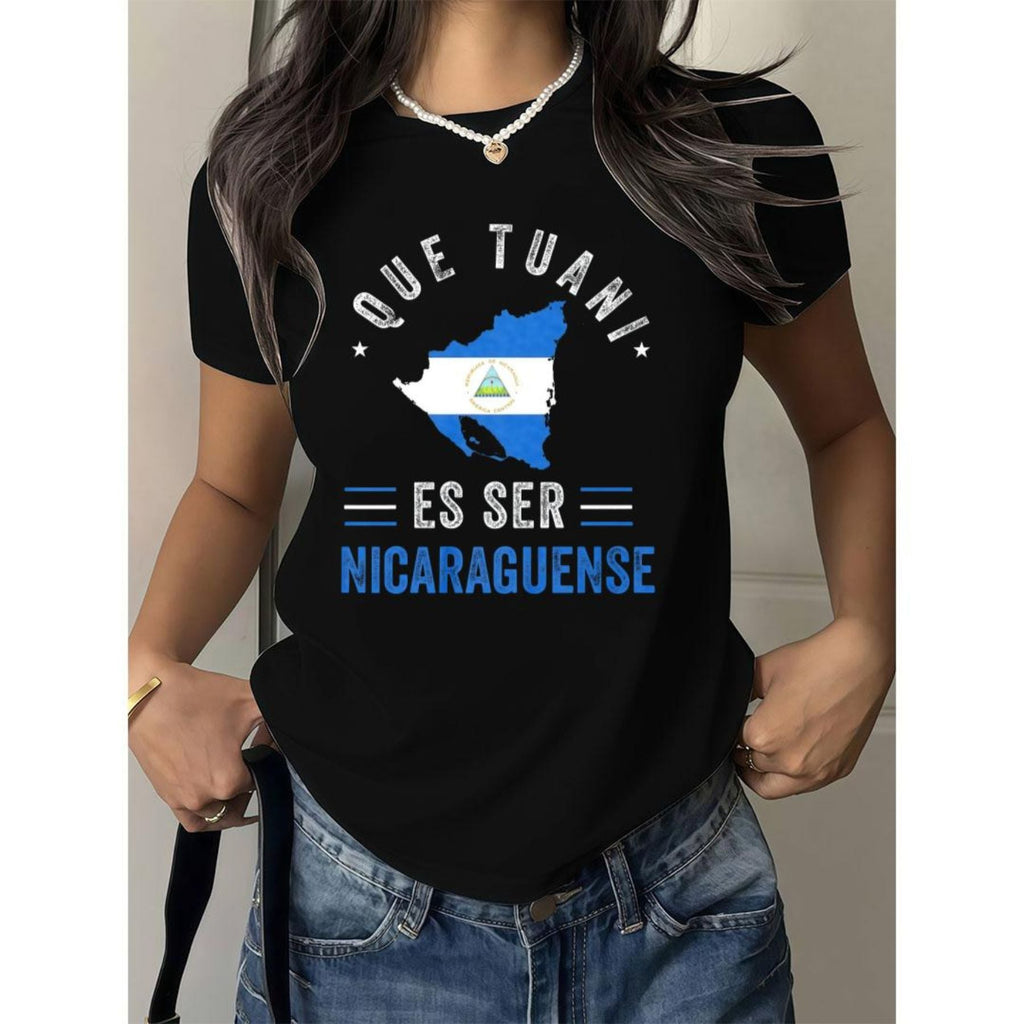Pasimax Stylish Heritage Nicaragua Flag T-Shirt — detail close-up