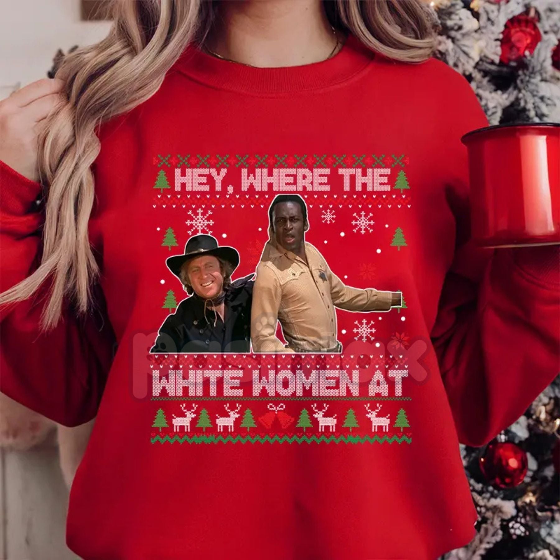 Pasimax "Excuse Me While I Whip This Out" Ugly Christmas Sweater | Blazing Saddles Movie Quote Jumper | Western Comedy Holida