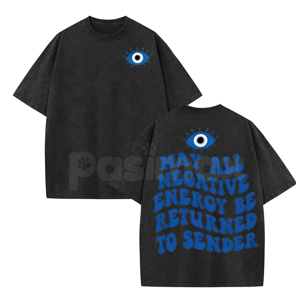 Pasimax Evil Eye Energy Shield Washed T-Shirt — detail close-up