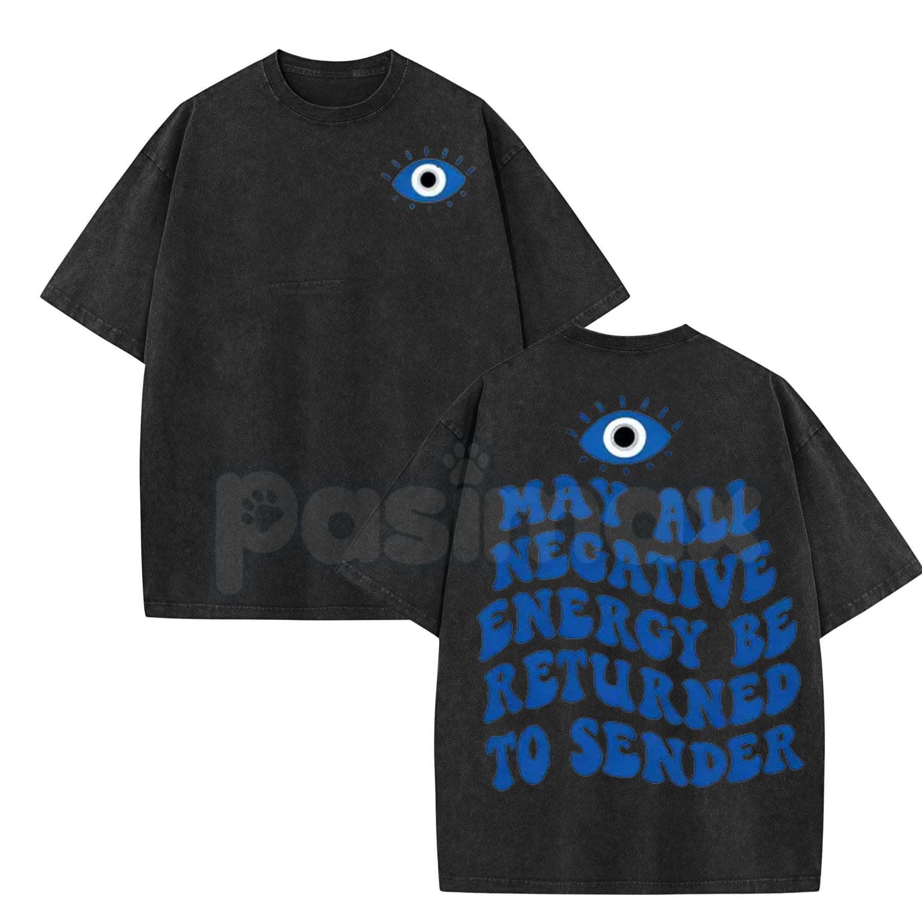 Pasimax Evil Eye Energy Shield Washed T-Shirt — detail close-up