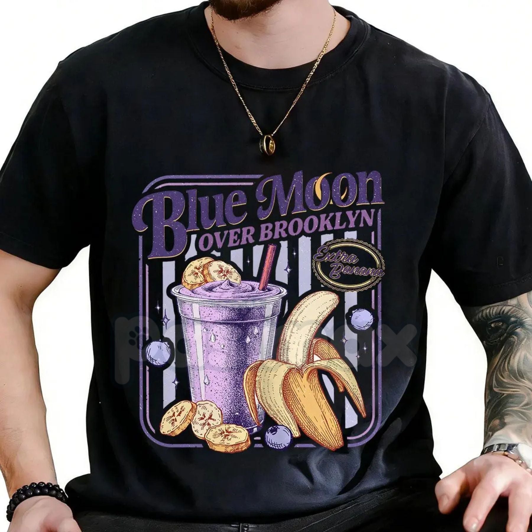 Pasimax Parody Blue Moon Over Brooklyn T-Shirt - Extra Banana Smoothie Graphic Tee, Heated Rivalry Fan Merch, Shane and Ilya 