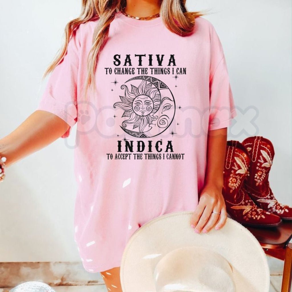 "Sativa vs Indica" Funny Cannabis T-Shirt – Serenity Prayer Weed Graphic Tee, Premium 100% Cotton Stoner Humor Top, Soft Lived-In Heavyweight 420 Lifestyle Shirt, Made in USA