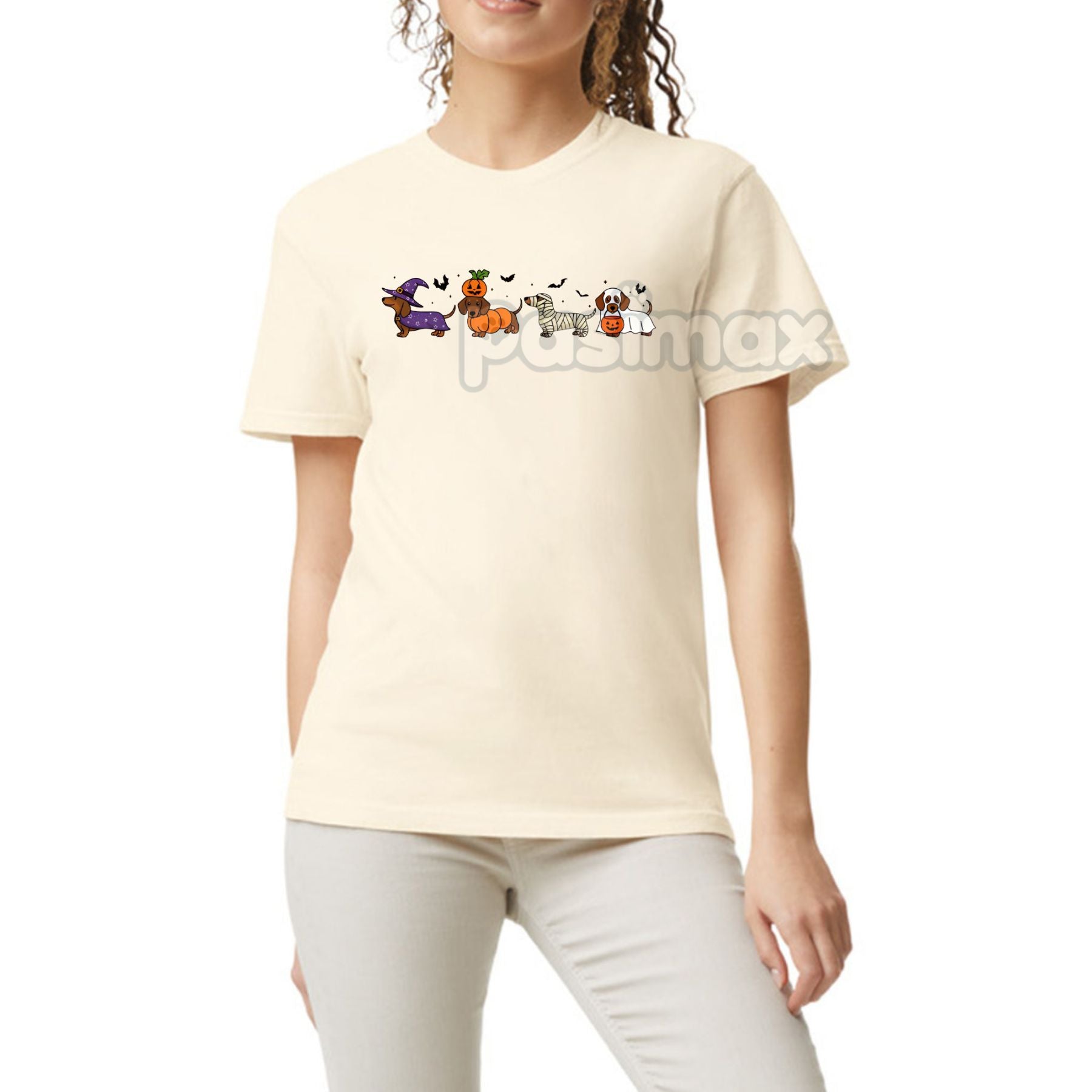 Pasimax Retro Dachshund Ghost Shirt — detail close-up
