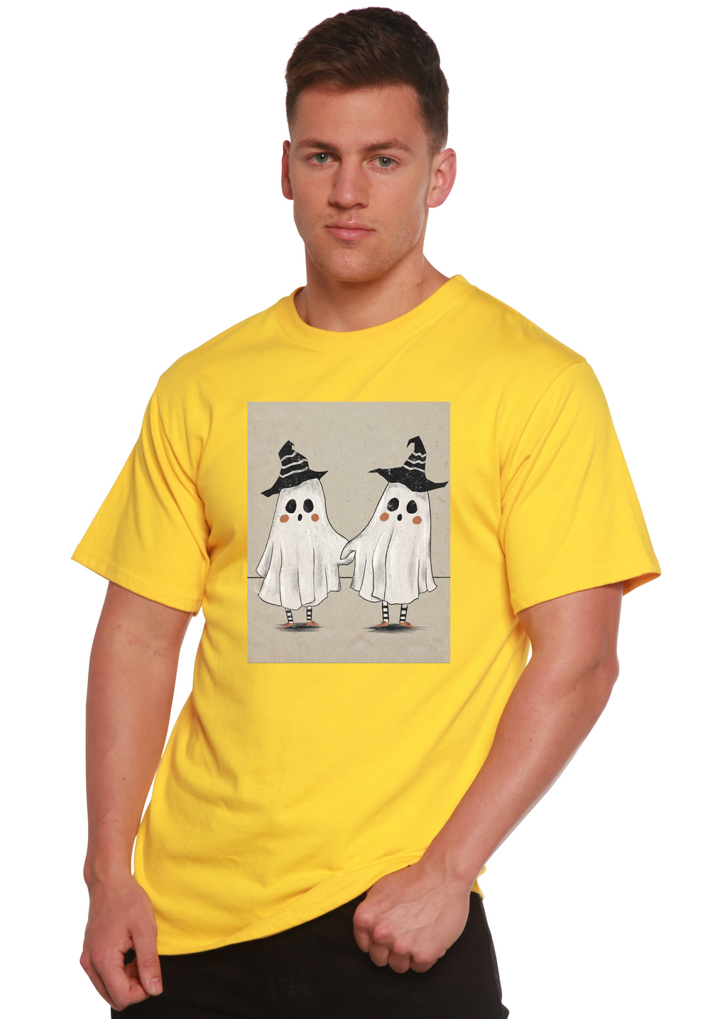 Spun Bamboo Cute Ghost Men's Bamboo Viscose/Organic Cotton Short Sleeve Graphic T-Shirt — lifestyle context