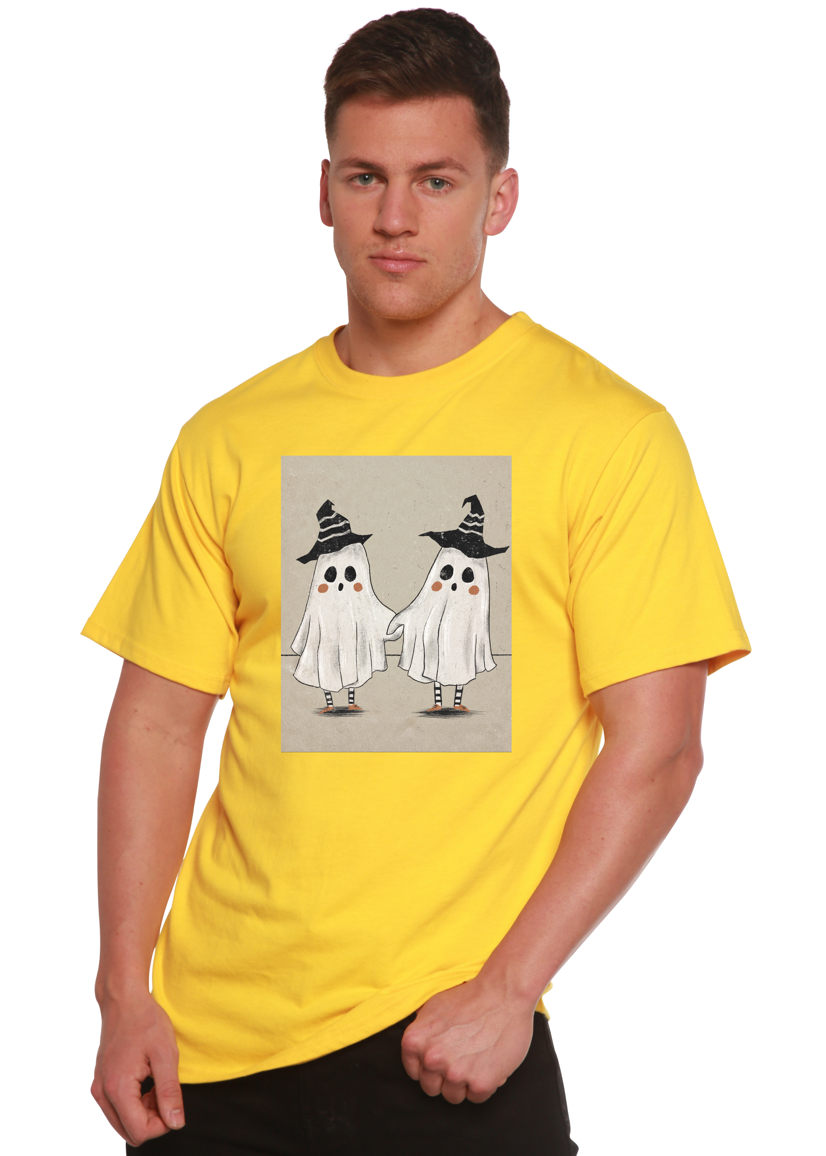 Spun Bamboo Cute Ghost Men's Bamboo Viscose/Organic Cotton Short Sleeve Graphic T-Shirt — lifestyle context