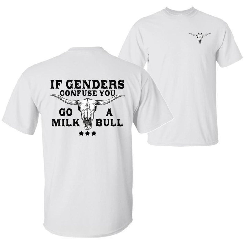 Pasimax "If Gender Confuse You..." Funny Sarcastic T-Shirt - 2-Sided Unisex Quote Tee, Humor Apparel — detail close-up