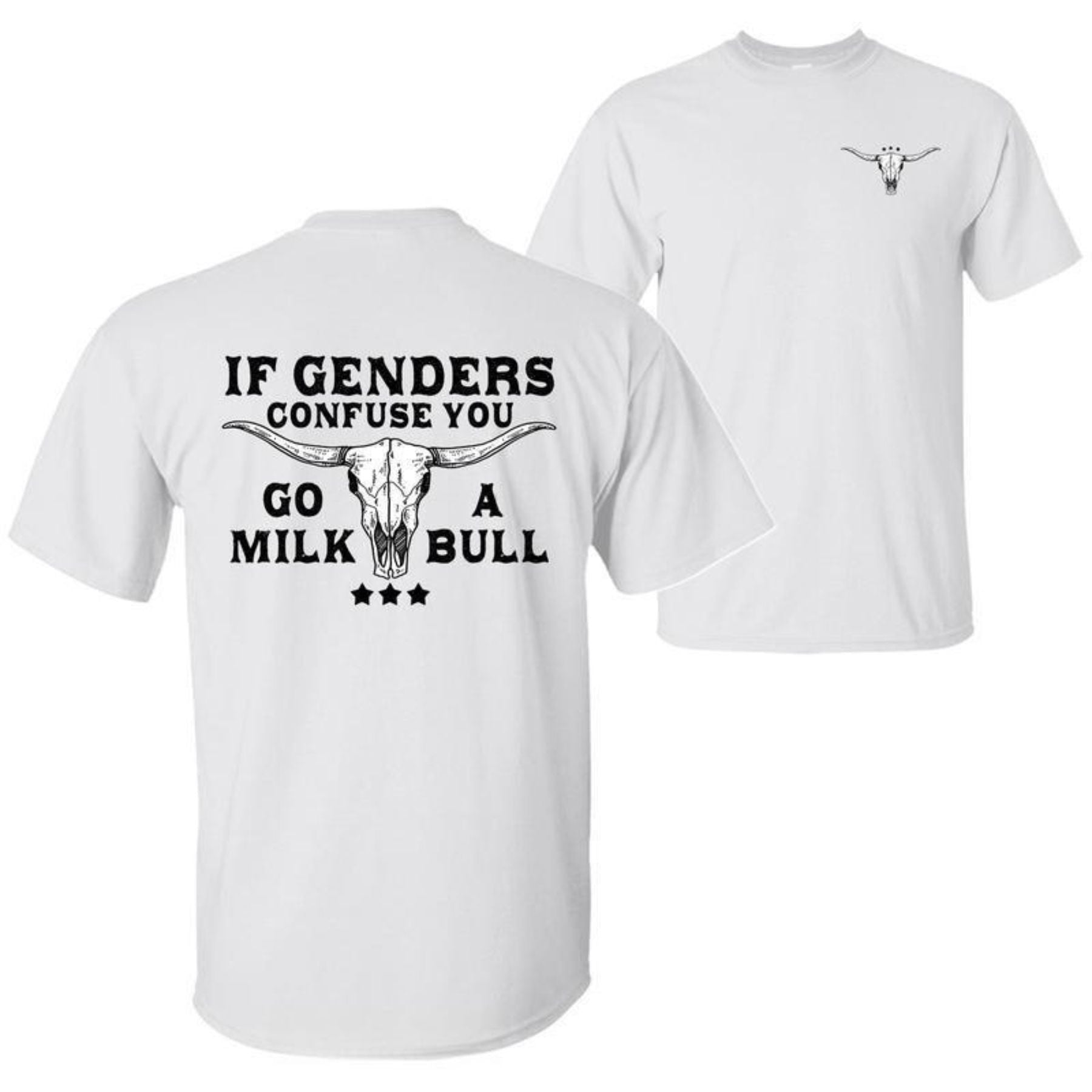 Pasimax "If Gender Confuse You..." Funny Sarcastic T-Shirt - 2-Sided Unisex Quote Tee, Humor Apparel — detail close-up