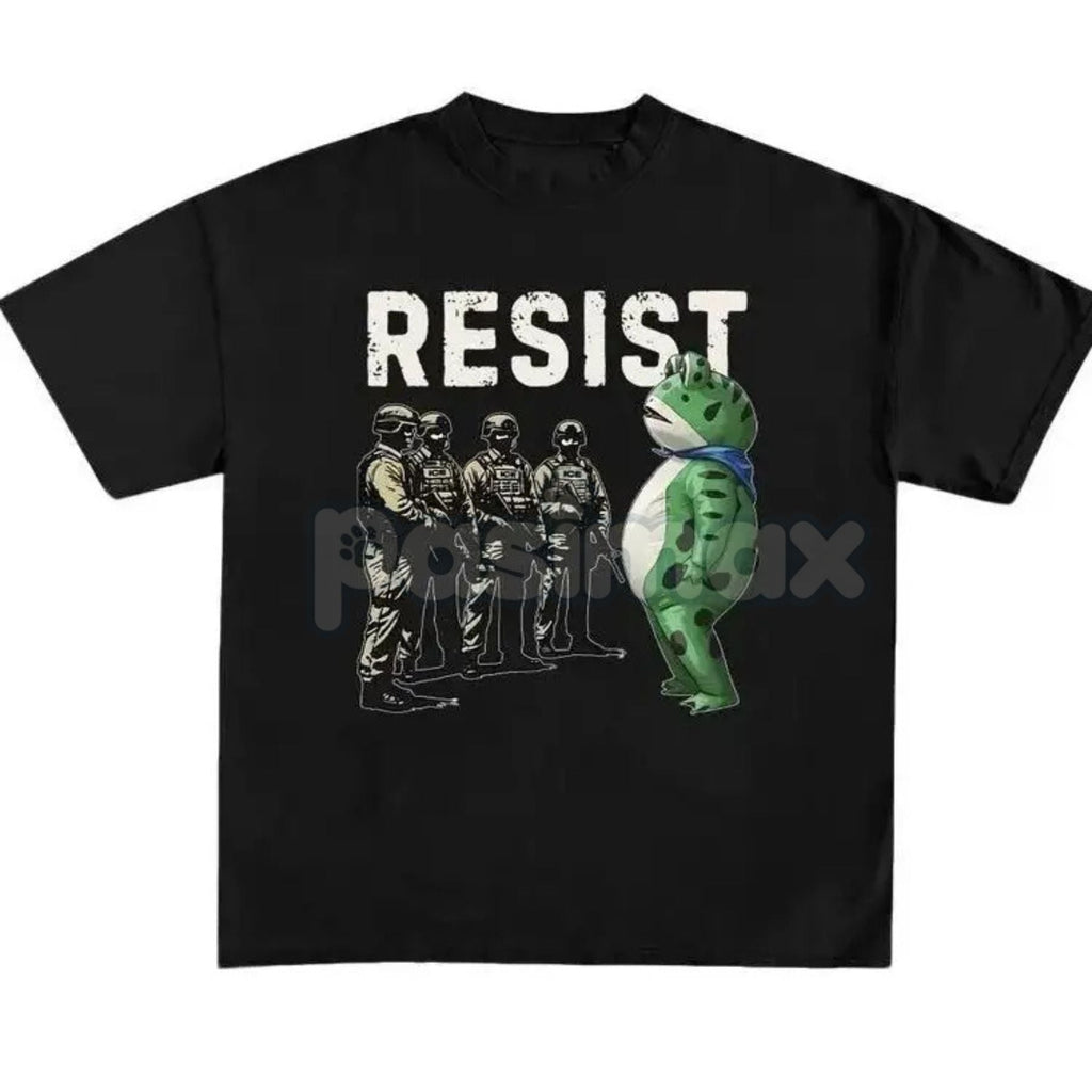 Pasimax Portland Frog "Resist Fascism" T-Shirt - Anti-Fascism Activism Graphic Tee, Unisex Political Statement Shirt — detail