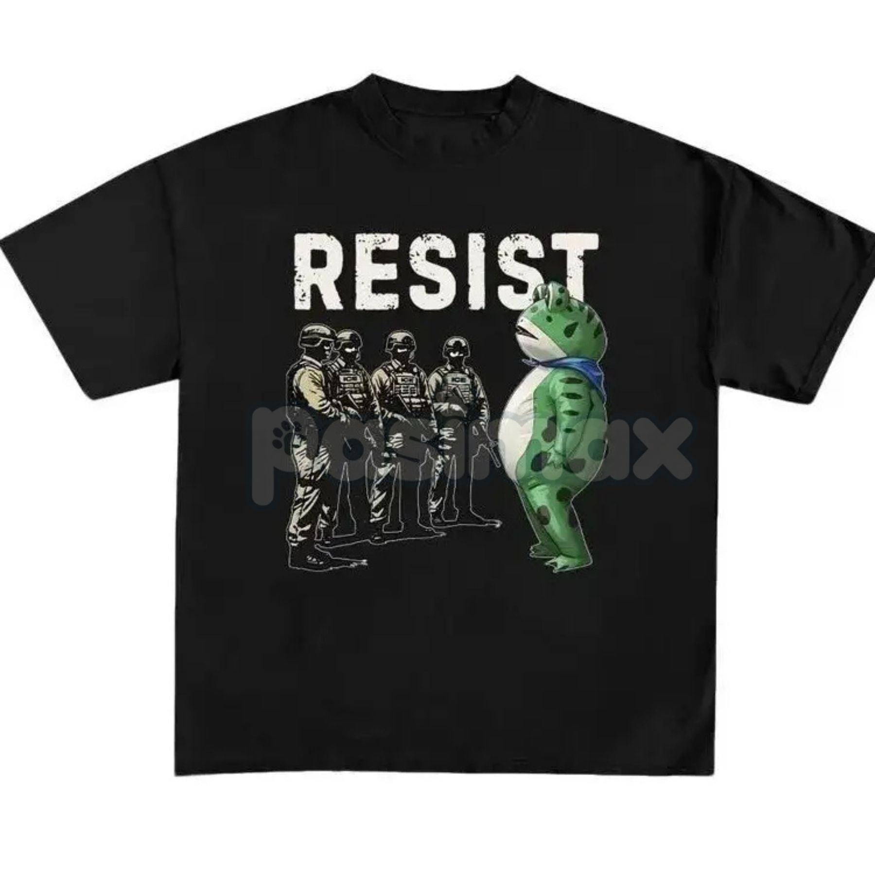 Pasimax Portland Frog "Resist Fascism" T-Shirt - Anti-Fascism Activism Graphic Tee, Unisex Political Statement Shirt — detail
