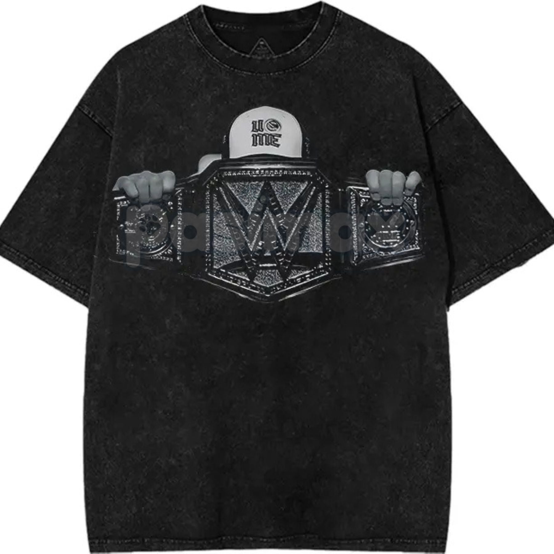 Pasimax John Cena "The Last Real Champ" T-Shirt – Vintage Washed Oversized Cotton Graphic Tee, WWE Retro — detail close-up
