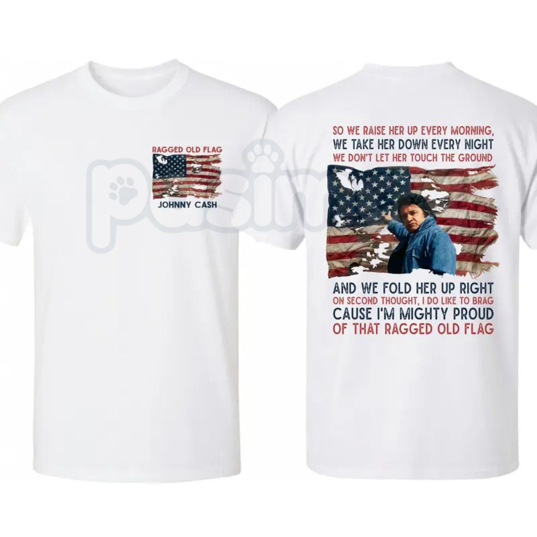 Johnny Cash "Ragged Old Flag" T-Shirt – 4th of July Legend of Country Music Tee, Premium 100% Cotton American Independence Day Top, Soft Lived-In Heavyweight Outlaw Patriot Shirt, Made in USA