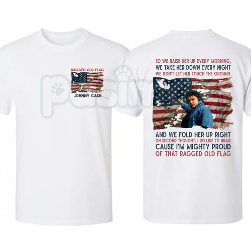 Johnny Cash "Ragged Old Flag" T-Shirt – 4th of July Legend of Country Music Tee, Premium 100% Cotton American Independence Day Top, Soft Lived-In Heavyweight Outlaw Patriot Shirt, Made in USA