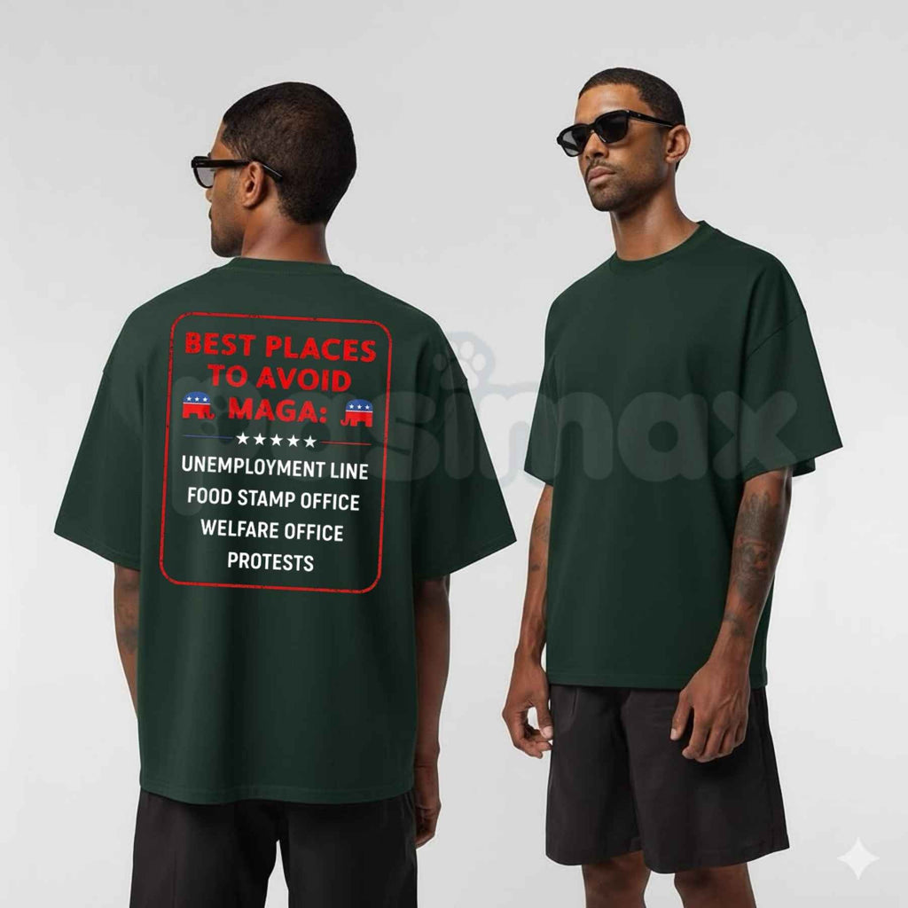 Best Places To Avoid MAGA T Shirt – Funny Liberal Political Satire Tee, Sarcastic Democrat Anti MAGA Unisex Classic Vintage Cotton Shirt