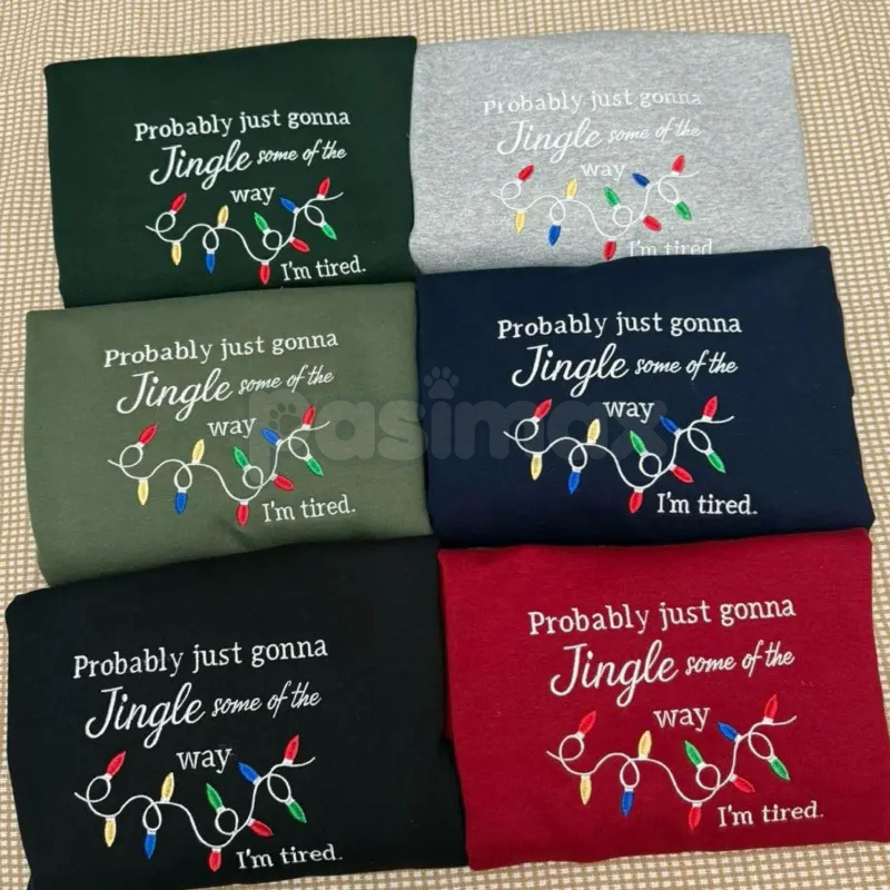 Pasimax Funny Christmas Embroidered Sweatshirt – Holiday Humor Crewneck — detail close-up