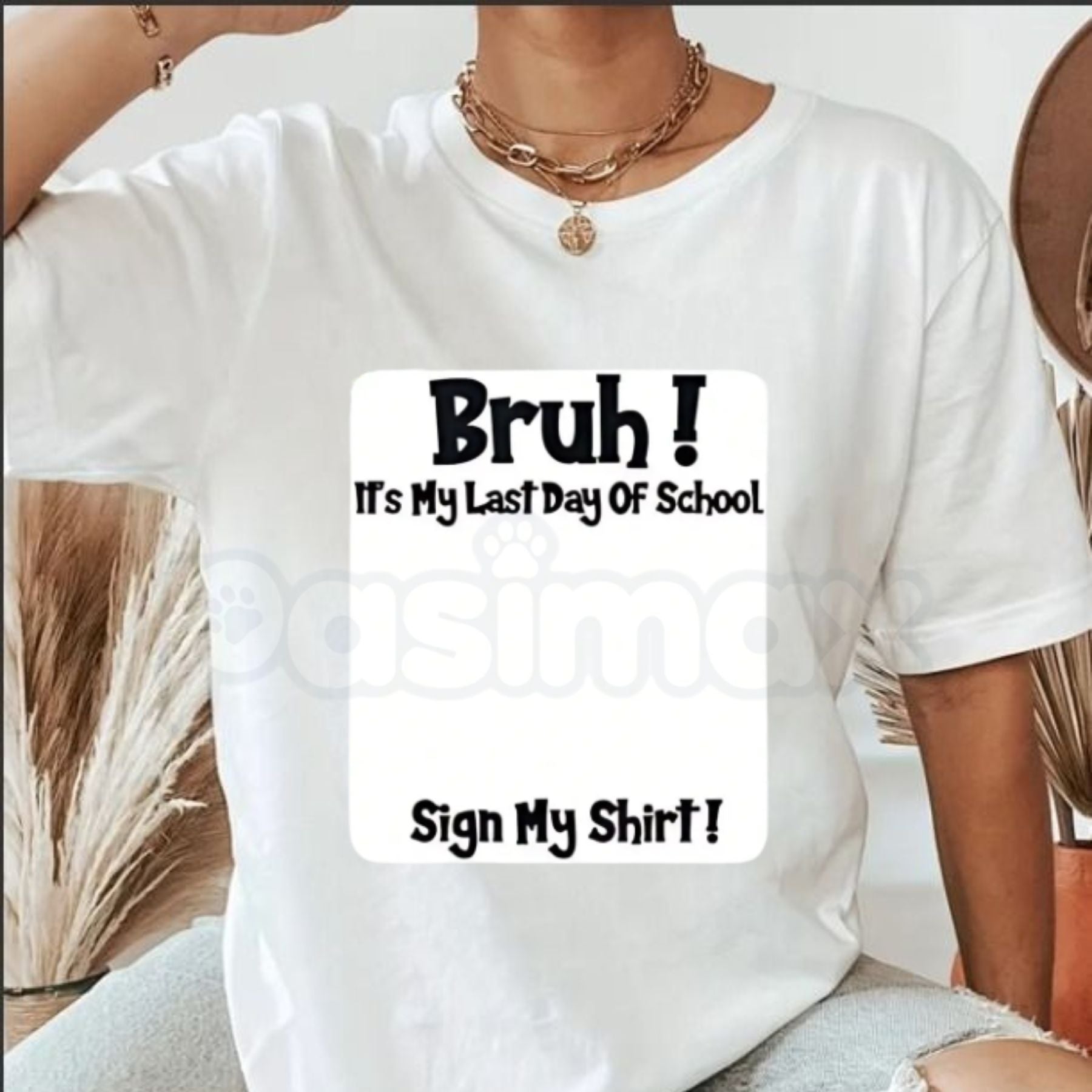"Bruh It’s My Last Day Of School" Sign My T-Shirt – 2026 Graduation Keepsake Tee, Premium 100% Cotton Autograph Graphic Top, Soft Lived-In Heavyweight Class of 2026 Party Shirt, Made in USA