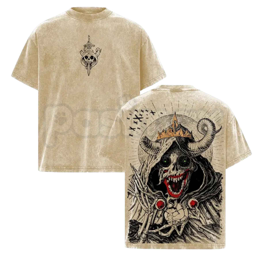 The Lich Adventure Time T-Shirt – Retro Cartoon Villain Graphic Tee, Vintage Washed Dark Fantasy Lightweight Cotton Unisex Top
