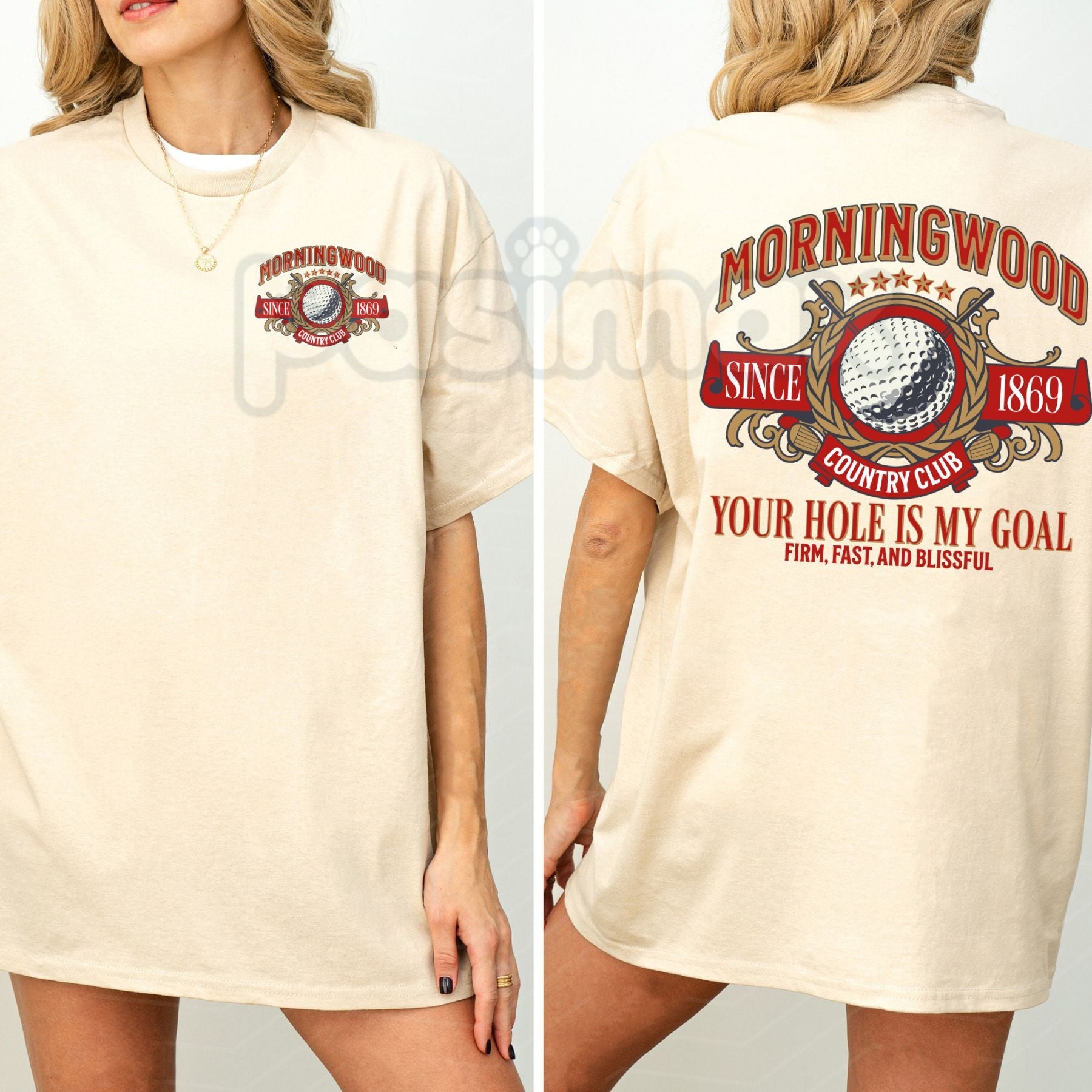 Pasimax "Morningwood Country Club" Men’s Funny T-Shirt - Humorous Golf Graphic Tee, Classic Parody Country Club Shirt, Premiu